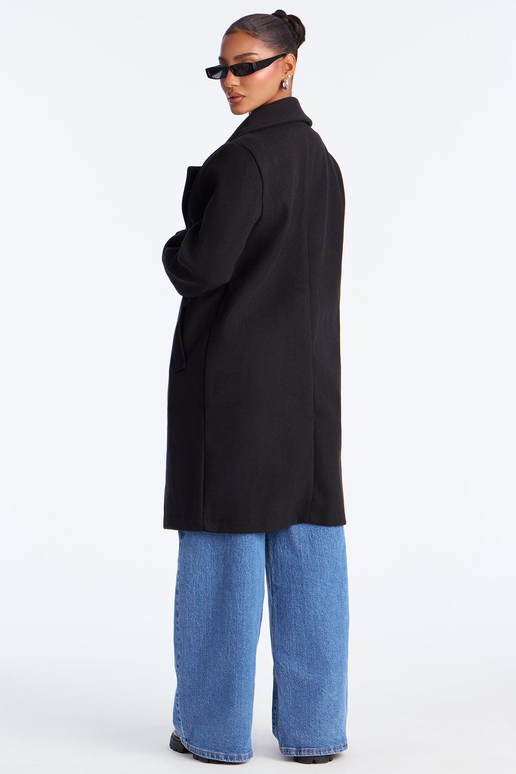 Hit The Town Button Up Coat - Black