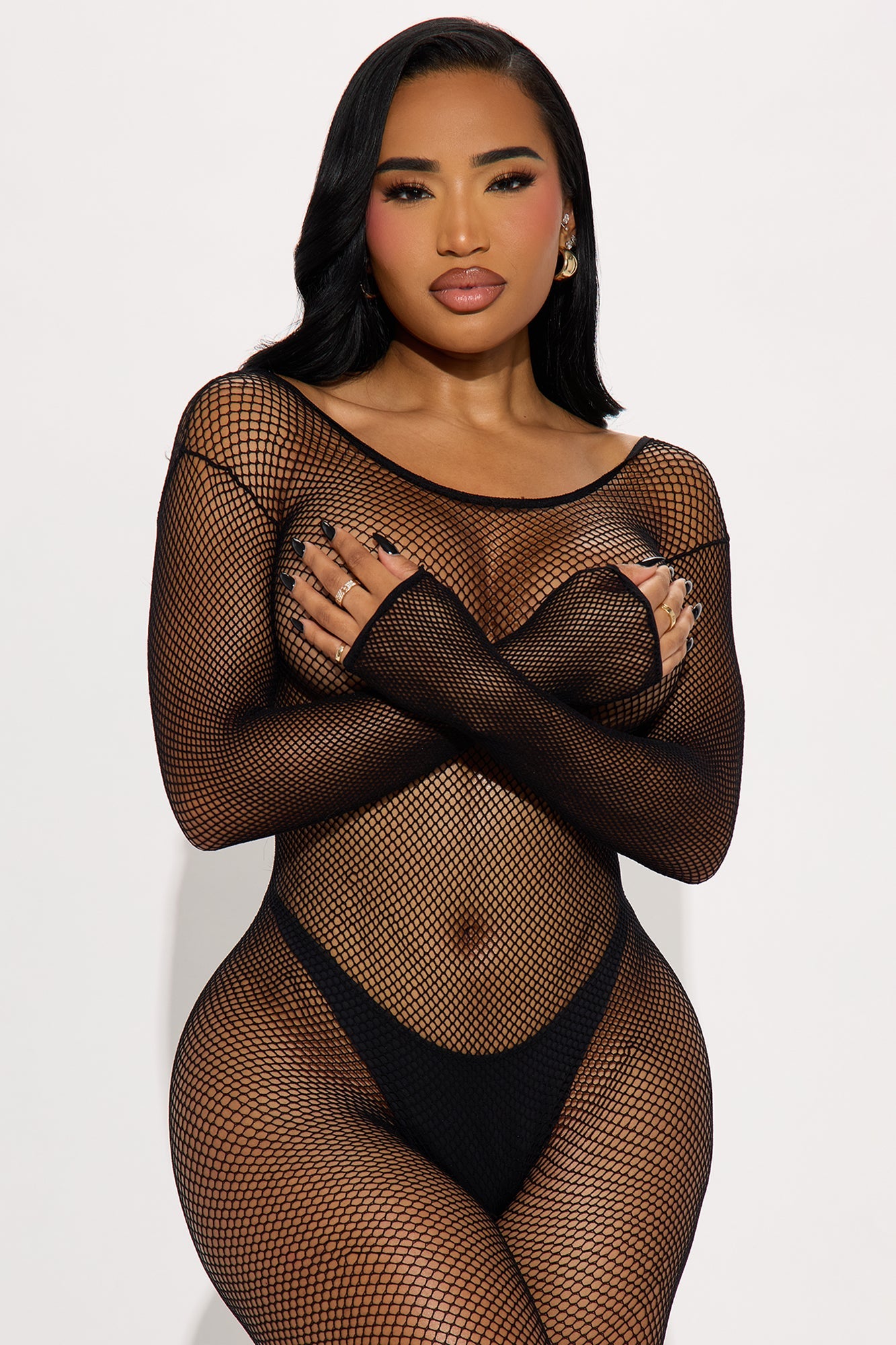 Revealed Fishnet Jumpsuit Bodystocking - Black
