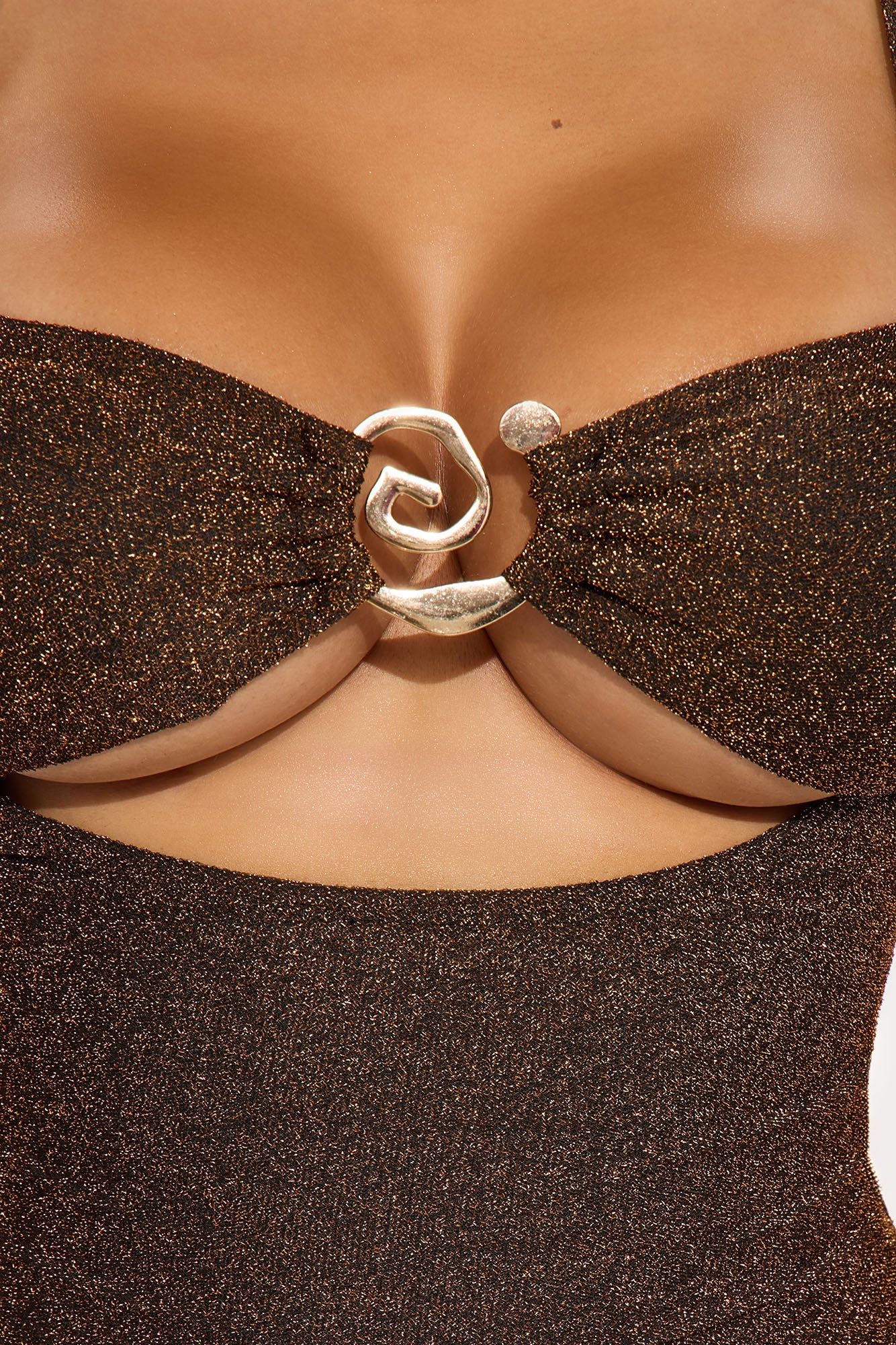 Ophelia Swirl Hardware Shimmer 1 Piece Swimsuit - Bronze 