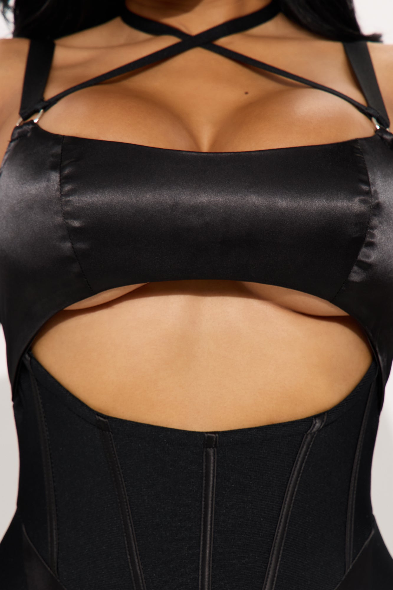 All Tied Up Cut Out Bandage Mini Dress - Black