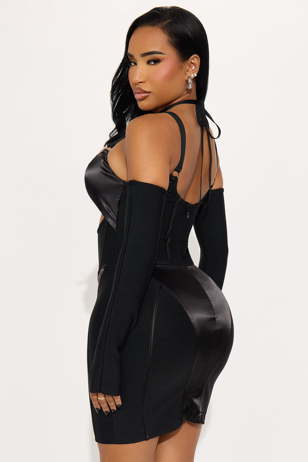 All Tied Up Cut Out Bandage Mini Dress - Black