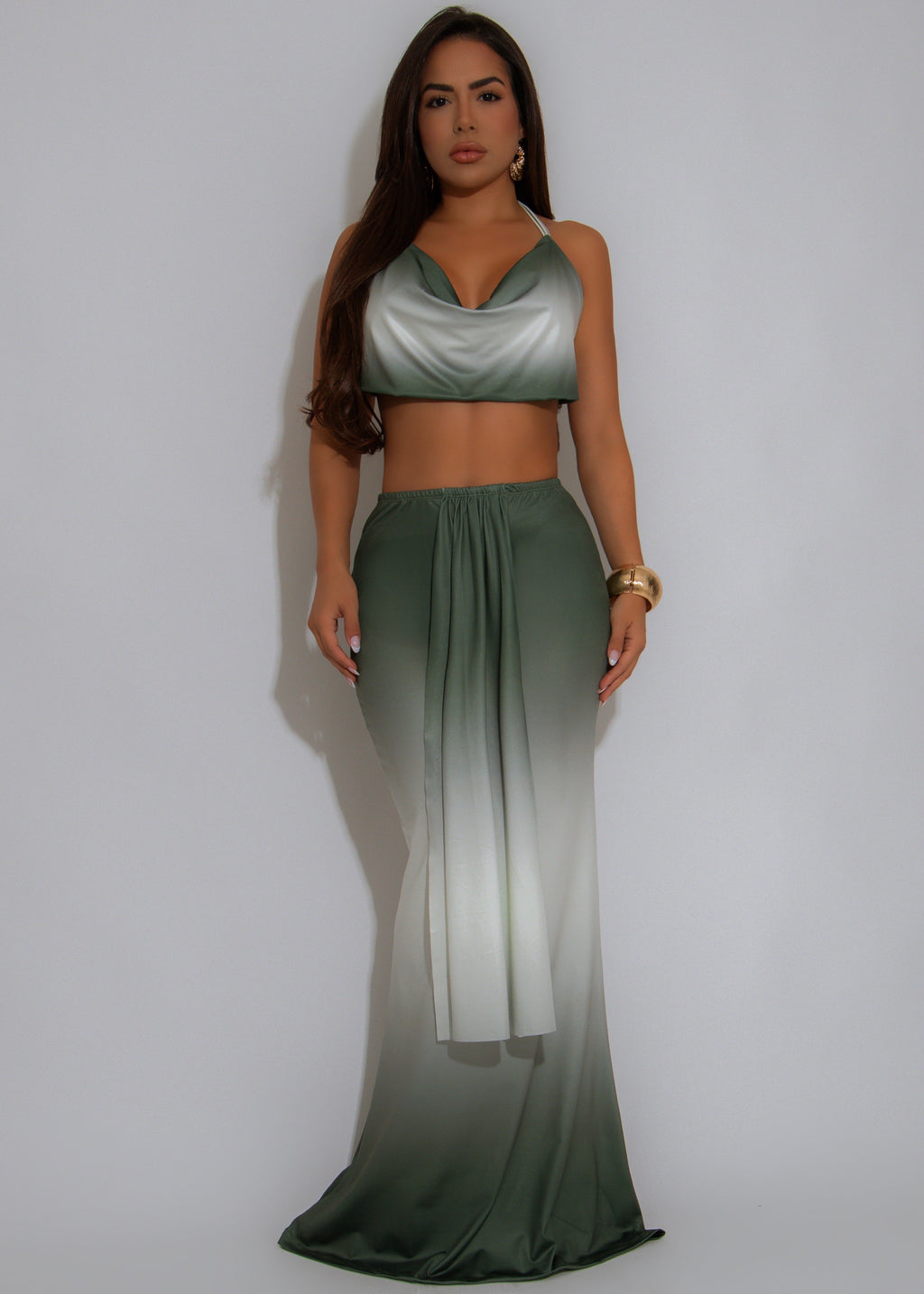 Horizon Allure Ruched Skirt Set Green