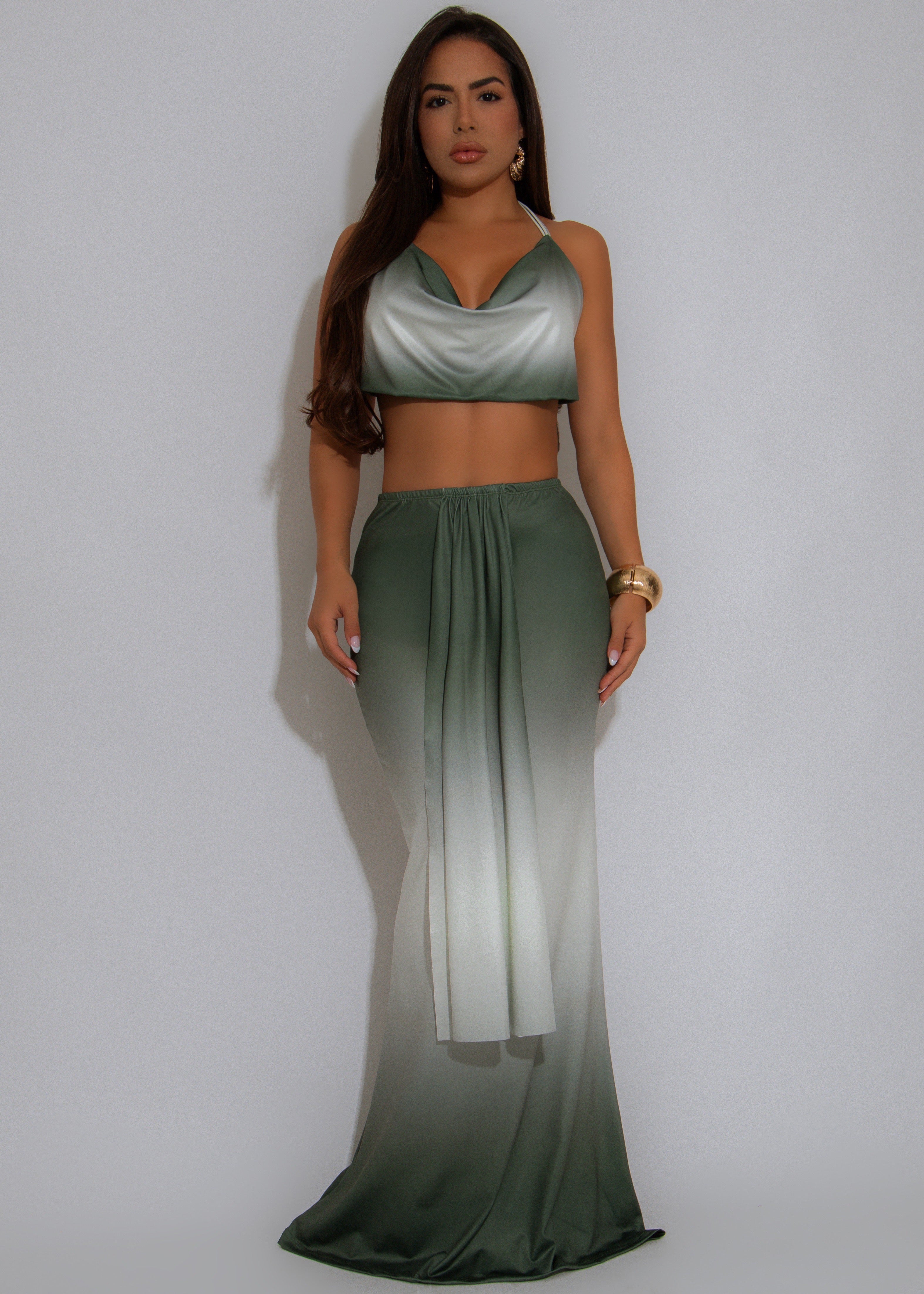 Horizon Allure Ruched Skirt Set Green