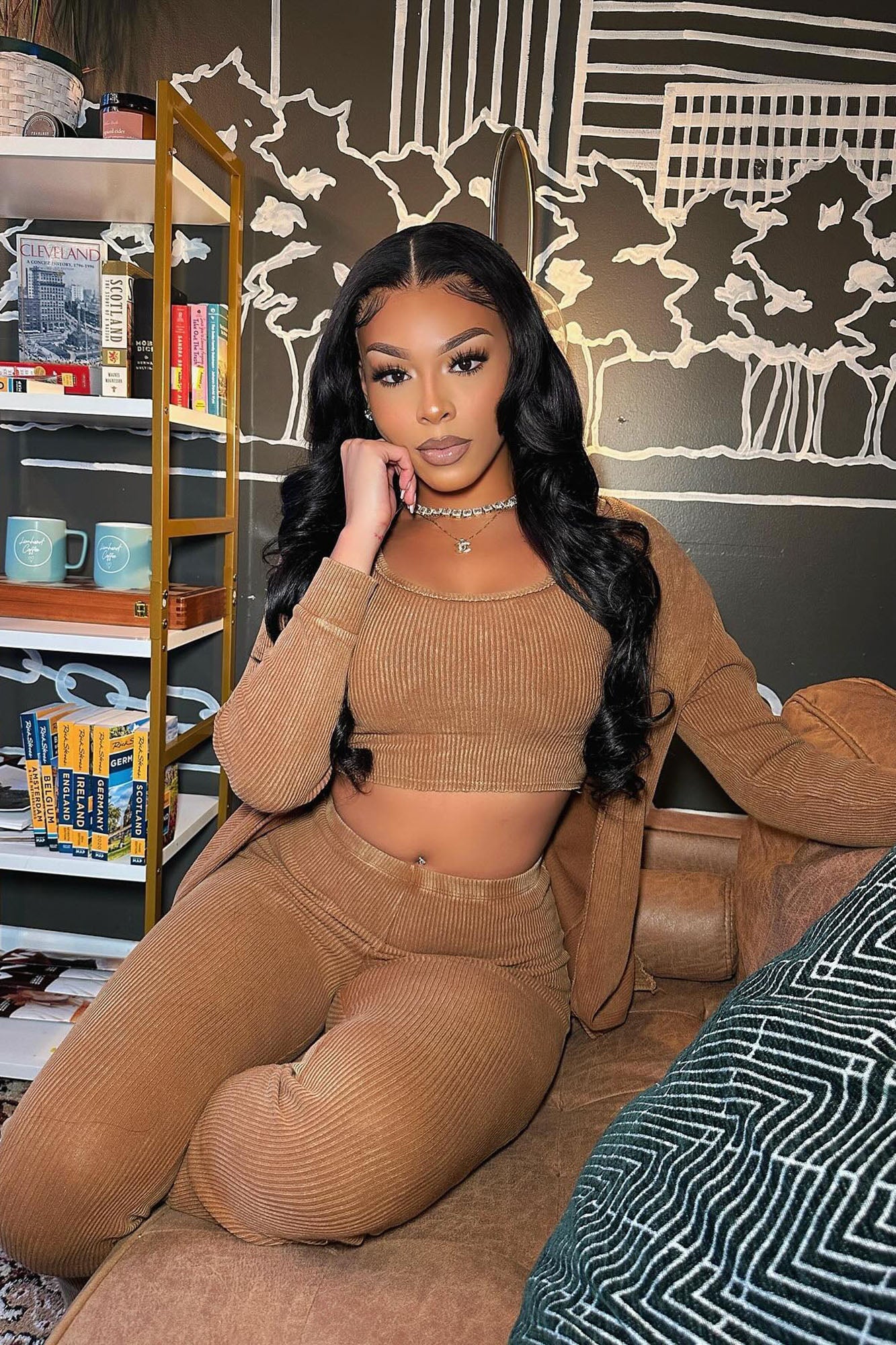 Mallory Mineral Wash 3 Piece Pant Set - Mocha