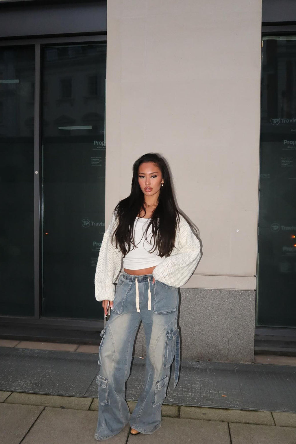 Met My Match Baggy Cargo Jeans - Vintage Wash