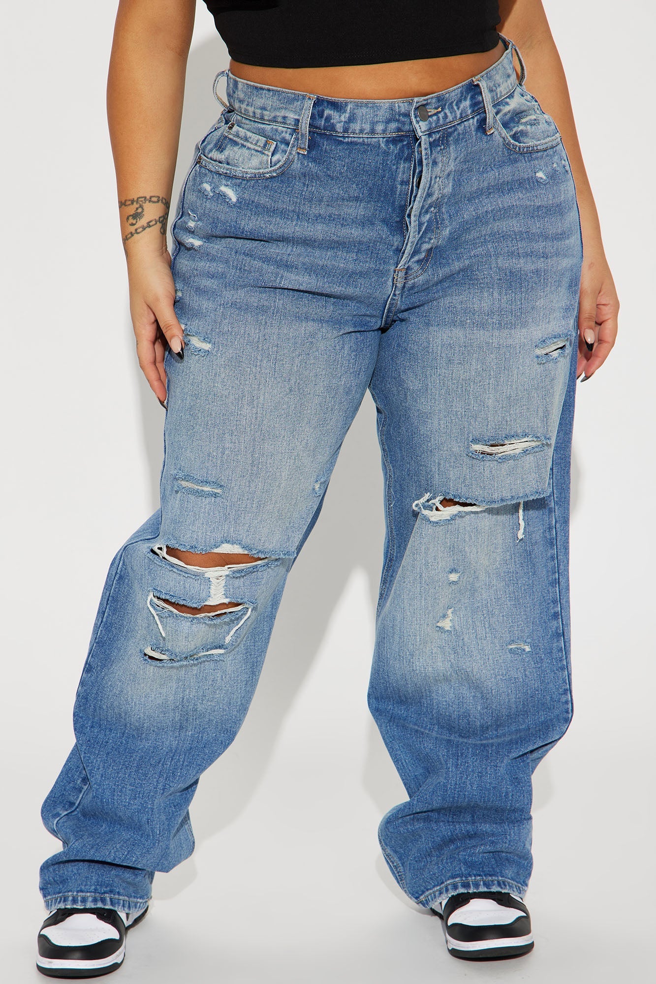 On Trend 90's Baggy Jeans - Medium Blue Wash