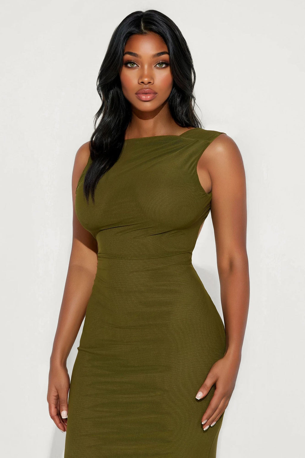 Say My Name Backless Maxi Dress - Olive