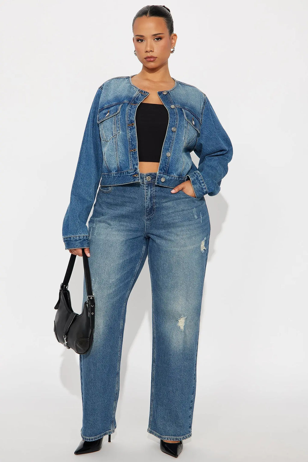 Flirty Denim Trucker Jacket - Medium Wash 