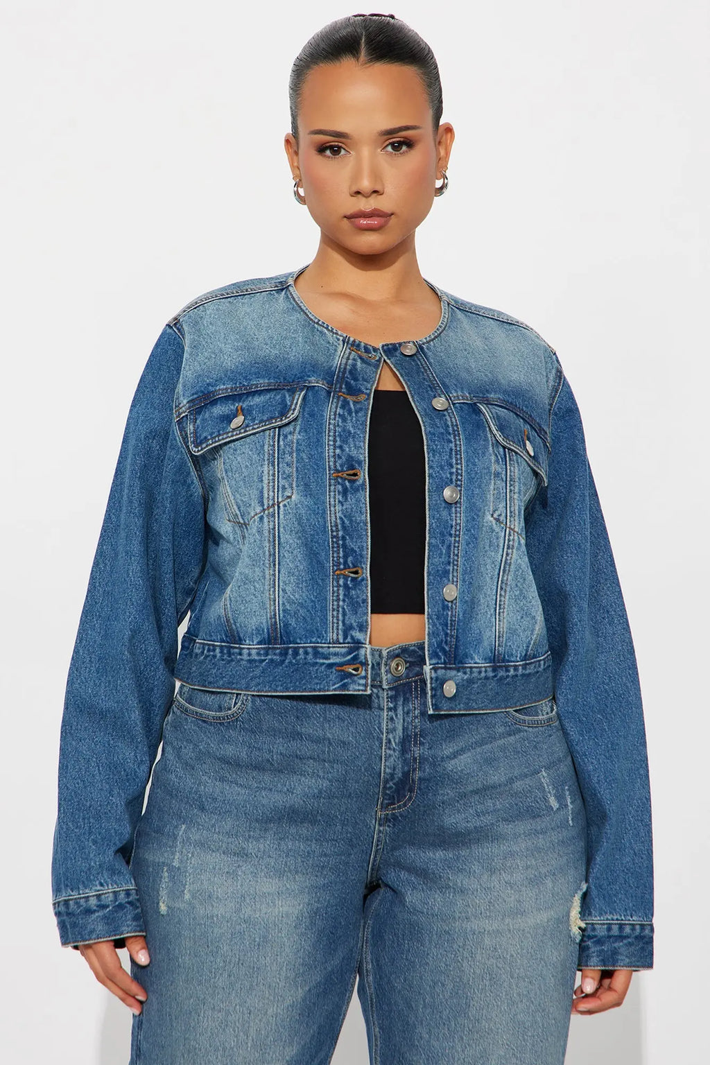 Flirty Denim Trucker Jacket - Medium Wash 