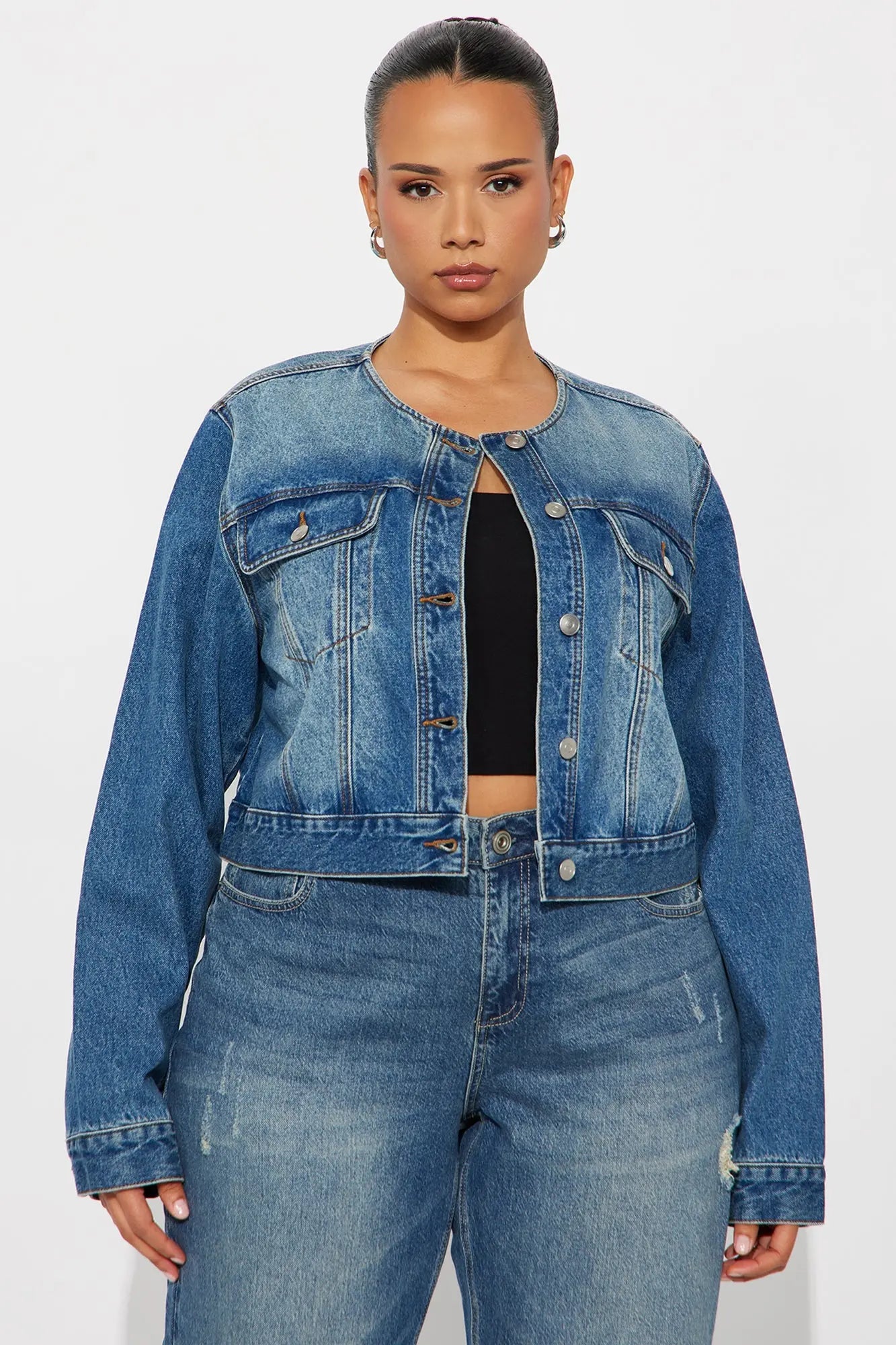 Flirty Denim Trucker Jacket - Medium Wash 