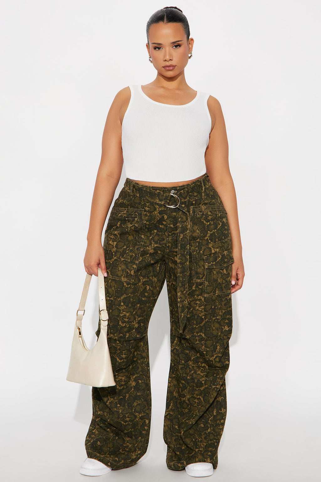 No Other Choice Twill Rigid Wide Leg Leopard Pant 32 - Leopard 