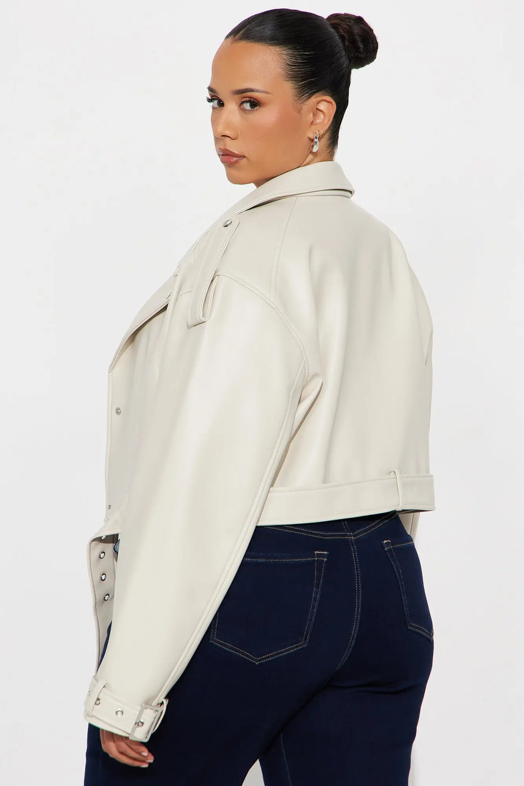 Fast Lane Faux Leather Moto Jacket - Stone 