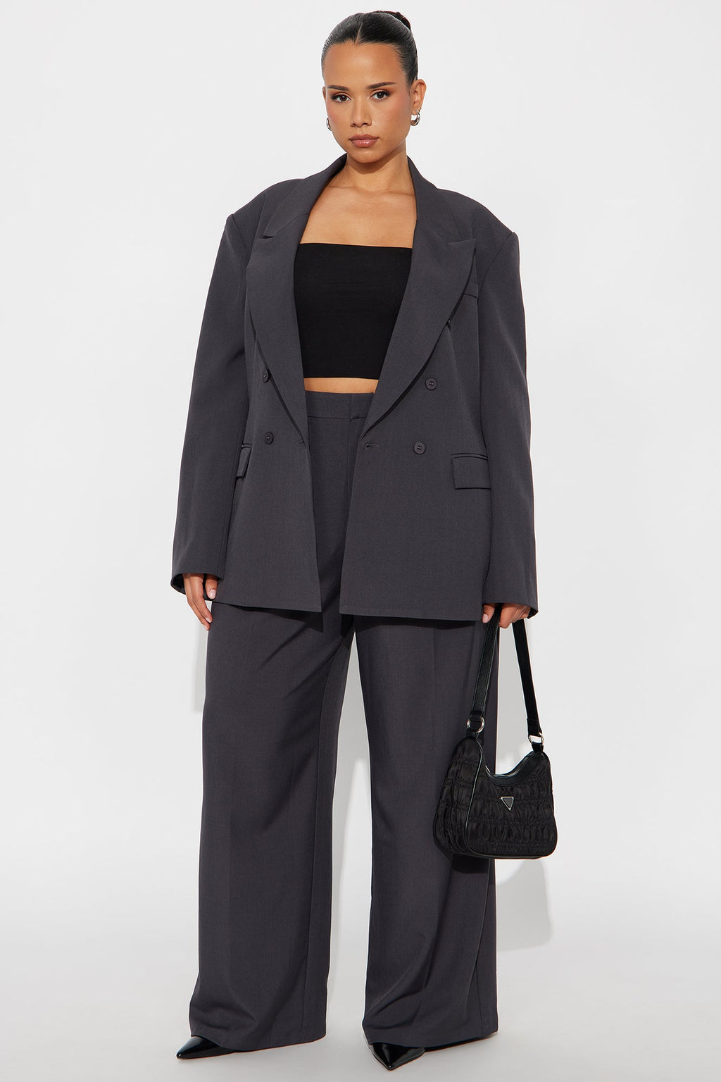 Gemma Blazer Pant Set - Charcoal