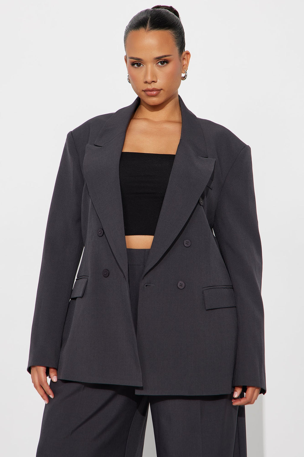 Gemma Blazer Pant Set - Charcoal