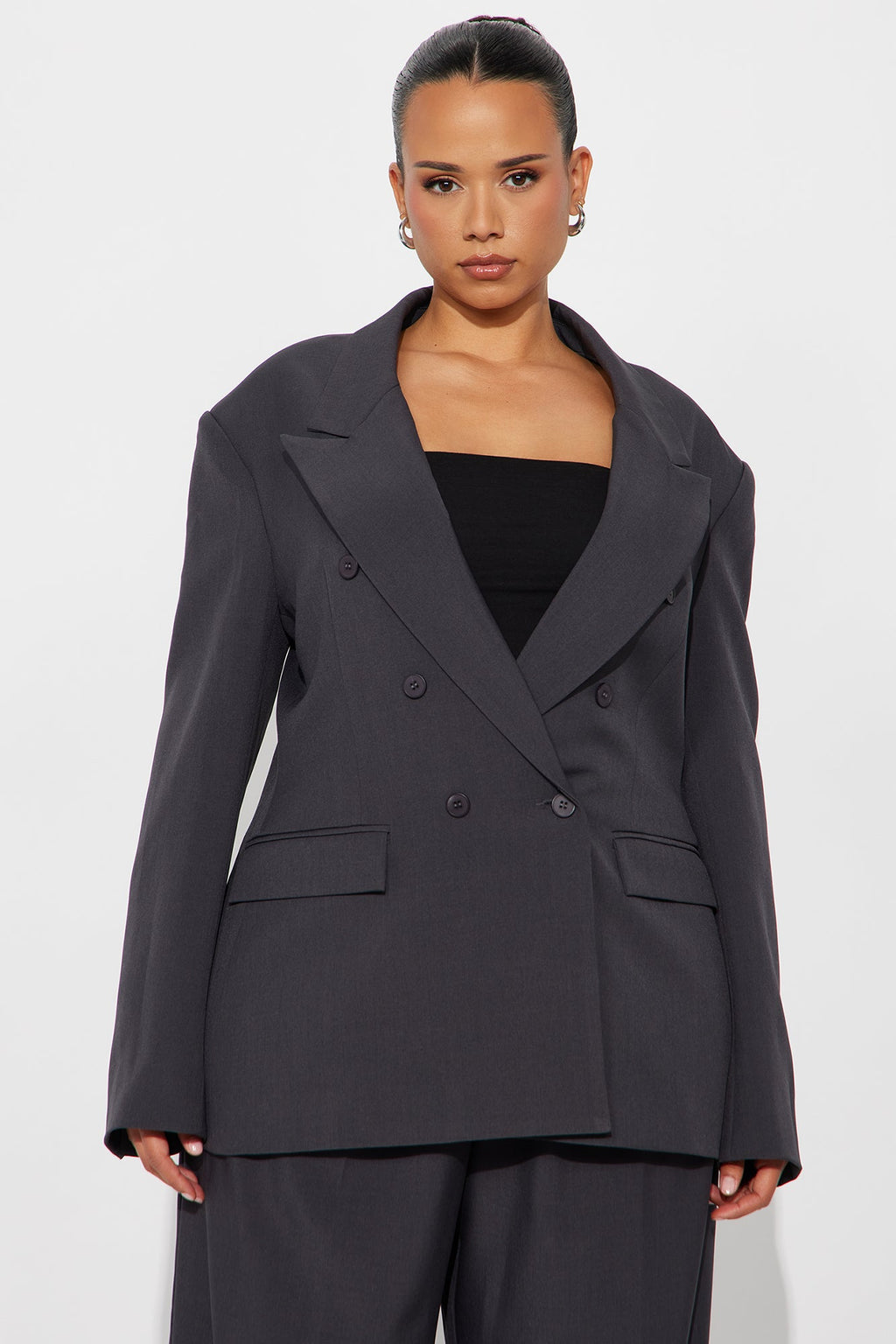 Gemma Blazer Pant Set - Charcoal