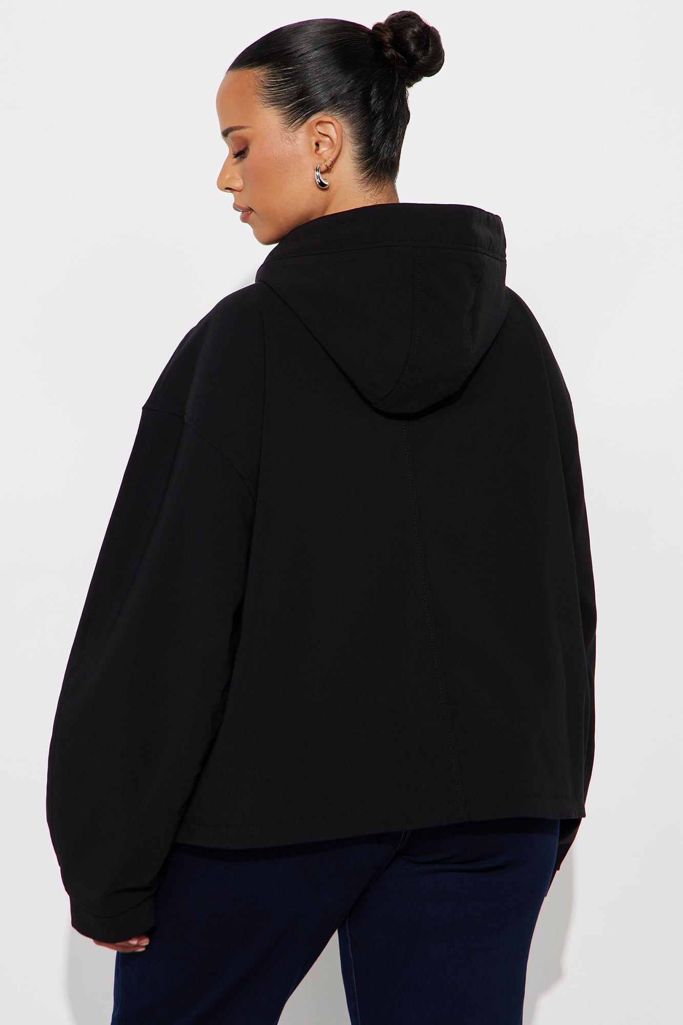 Aiden Nylon Blend Hooded Jacket - Black