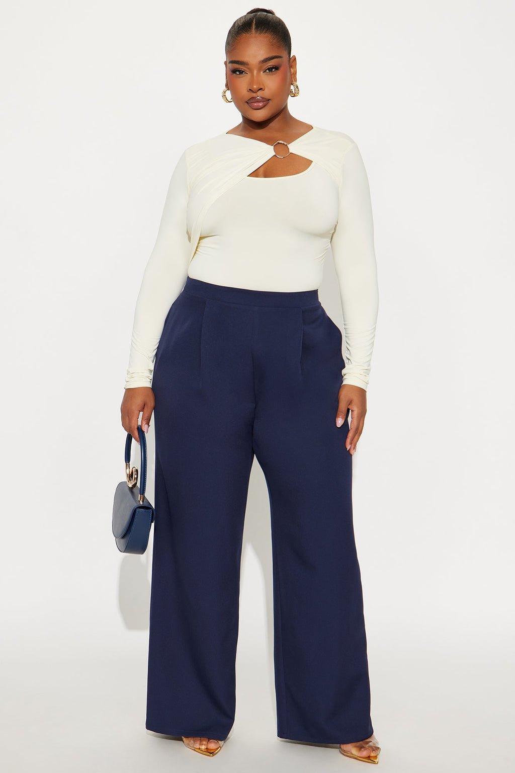Rumor Has It Crepe Woven Wide Leg Pant 32 - Navy