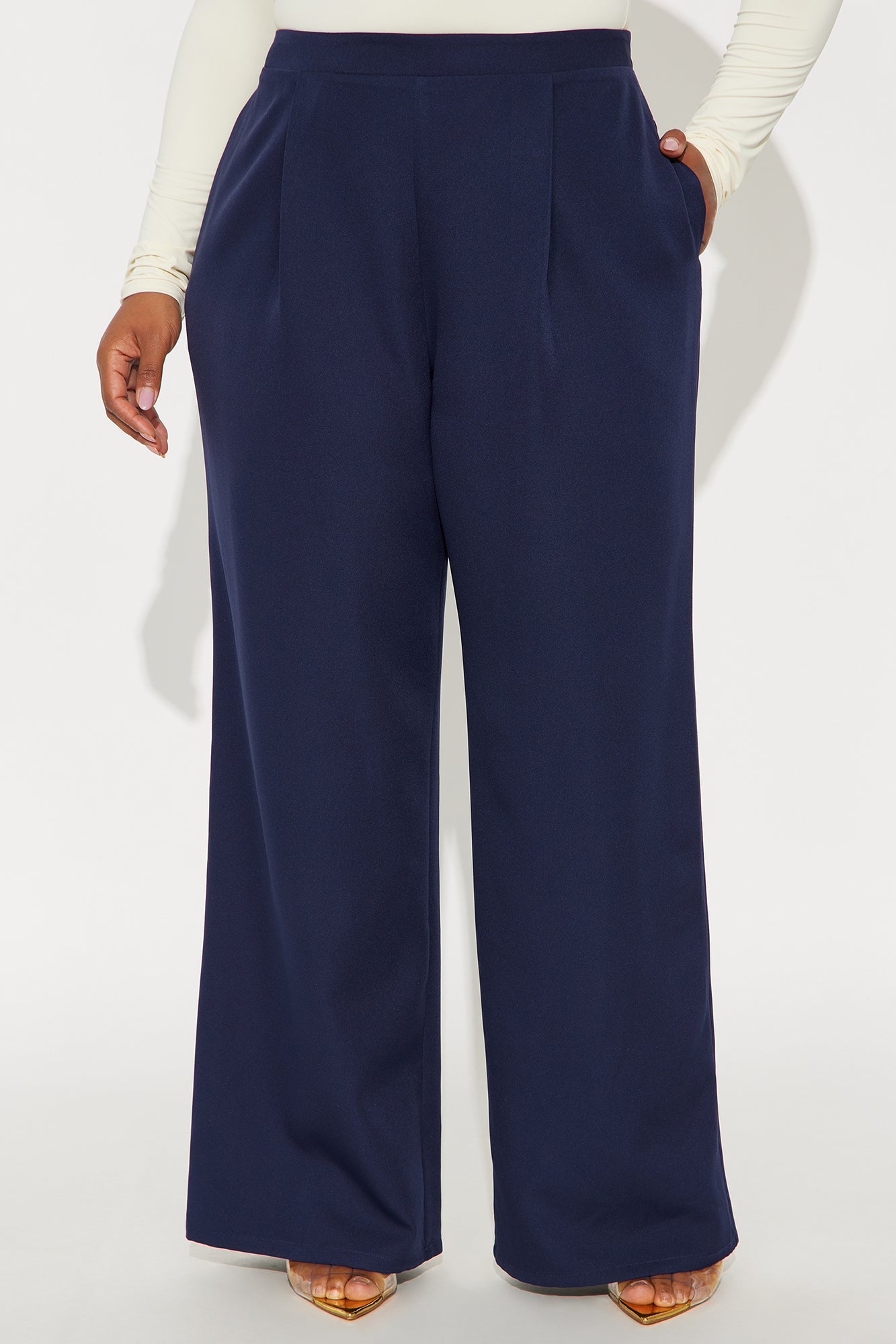 Rumor Has It Crepe Woven Wide Leg Pant 32 - Navy