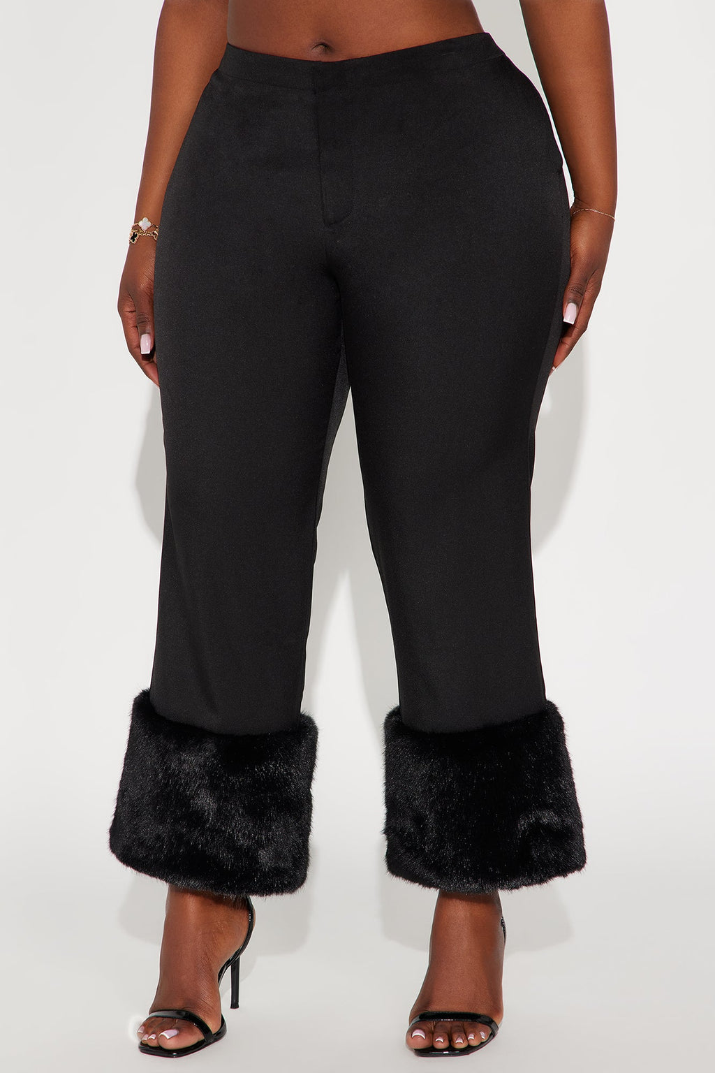 Set The Mood Fur Trim Capri Pant 26.5″ - Black
