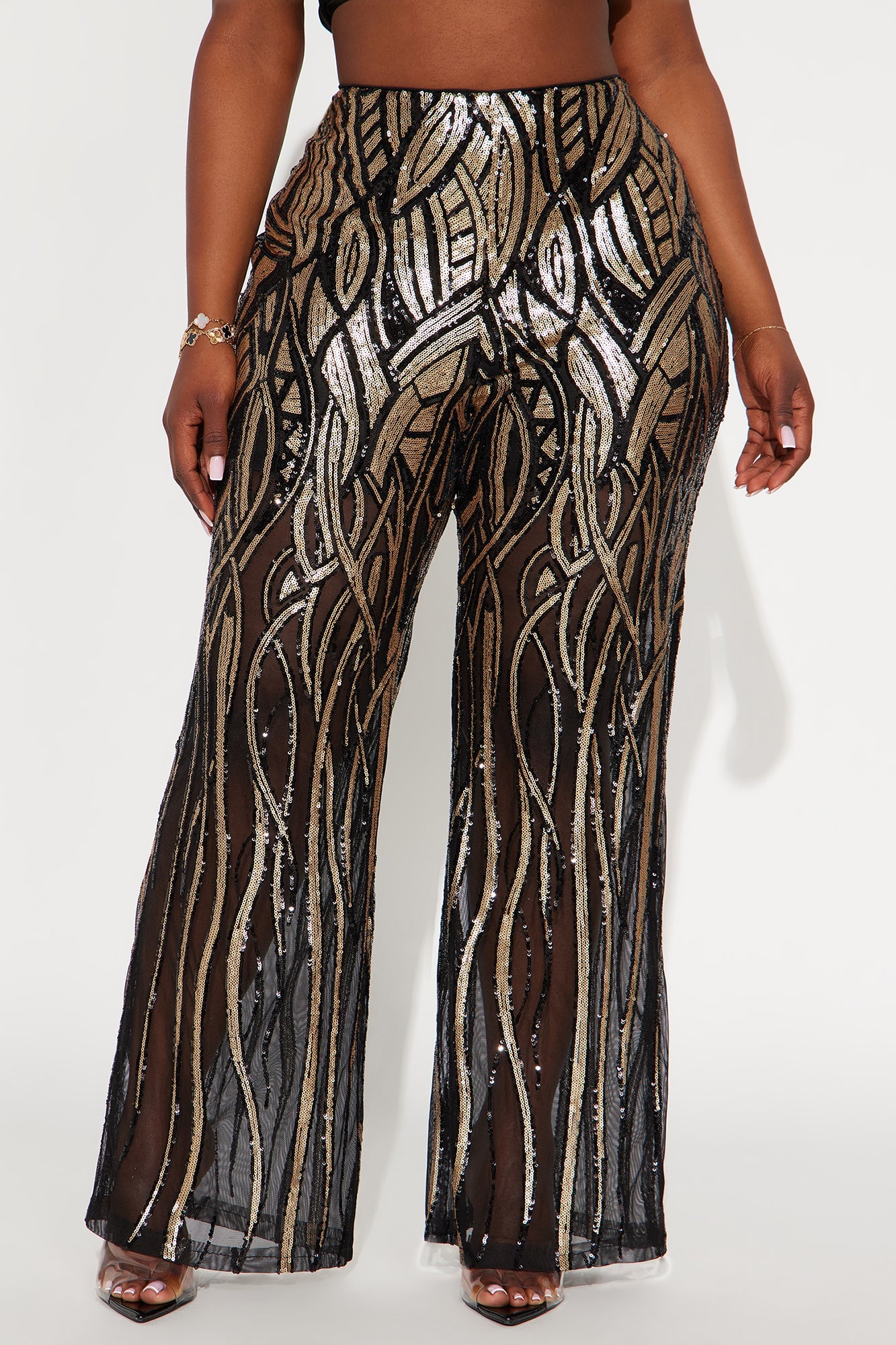 Life Of The Party Sequin Pant 32″ - Black/Gold 