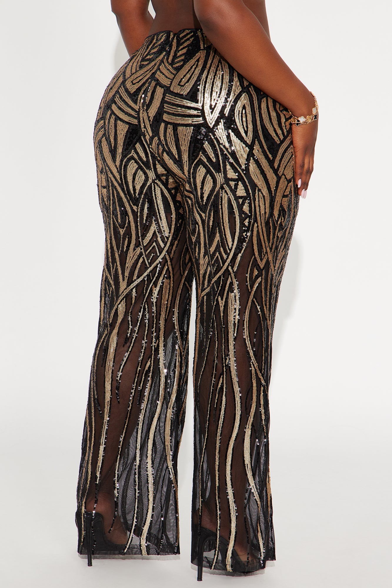 Life Of The Party Sequin Pant 32″ - Black/Gold 