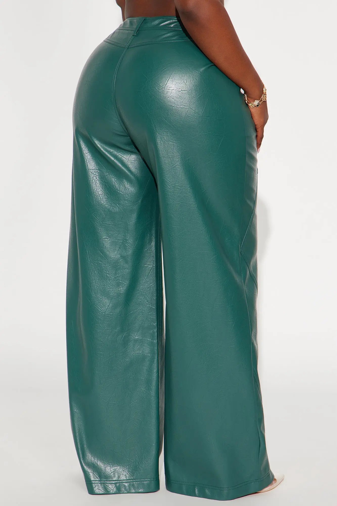 Bad Vibes Faux Leather Flare Pant 33″ - Teal 