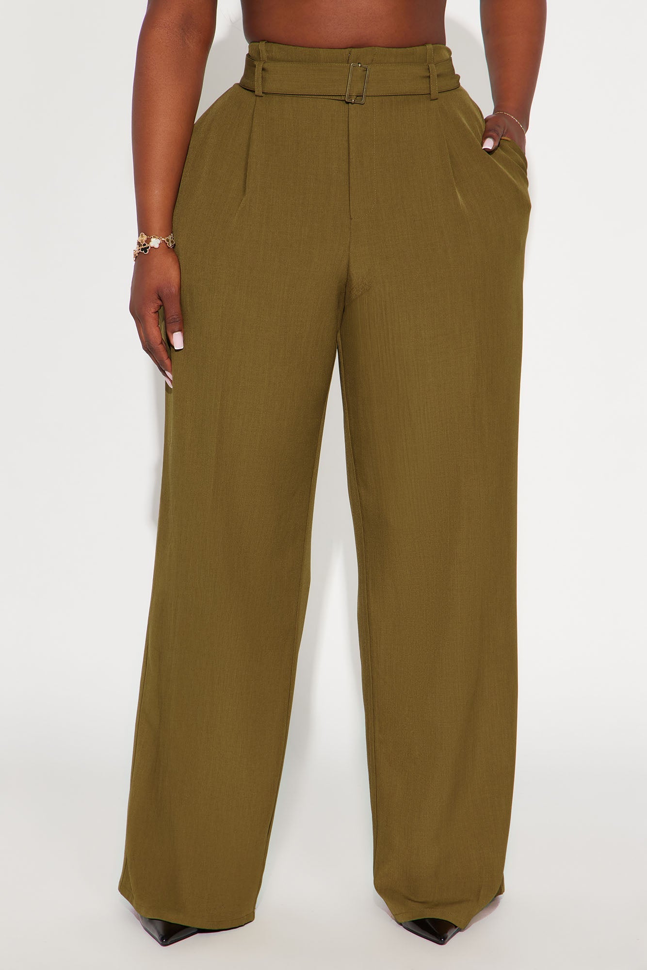 Power Moves Belted Trouser Pant 32″ - Olive