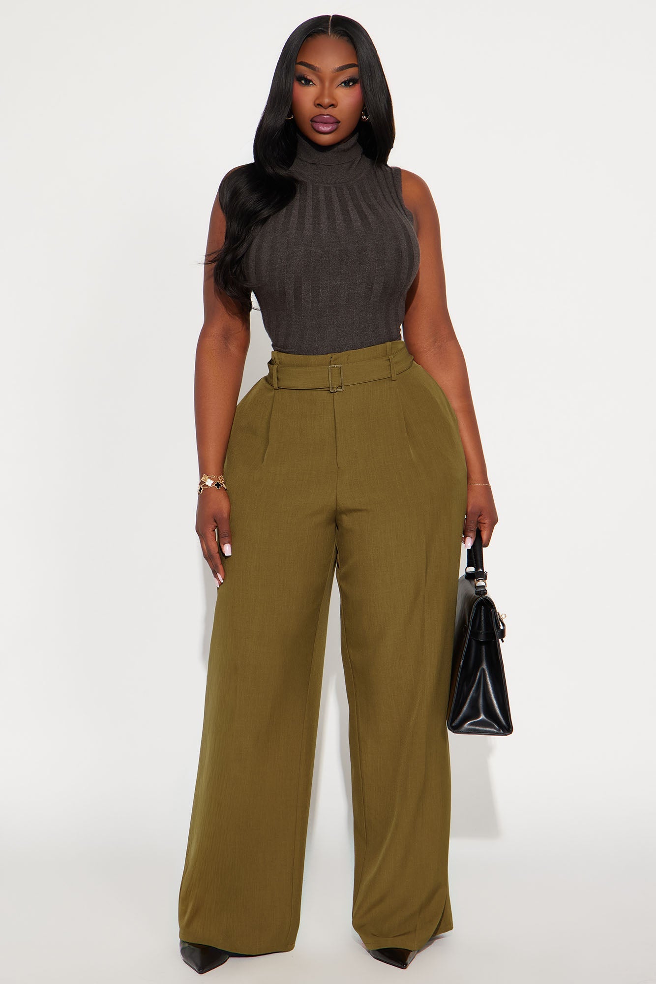 Power Moves Belted Trouser Pant 32″ - Olive