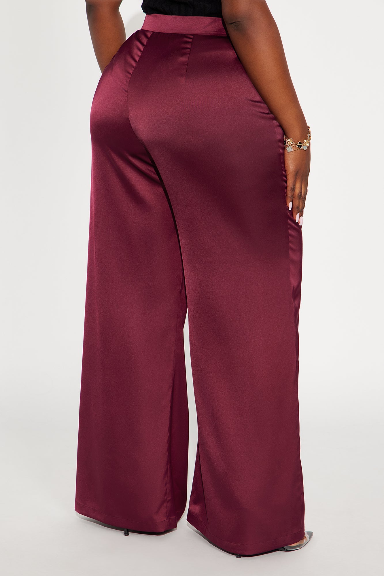 Can't Forget Me Satin High Rise Wide Leg Pant 33 - Burgundy