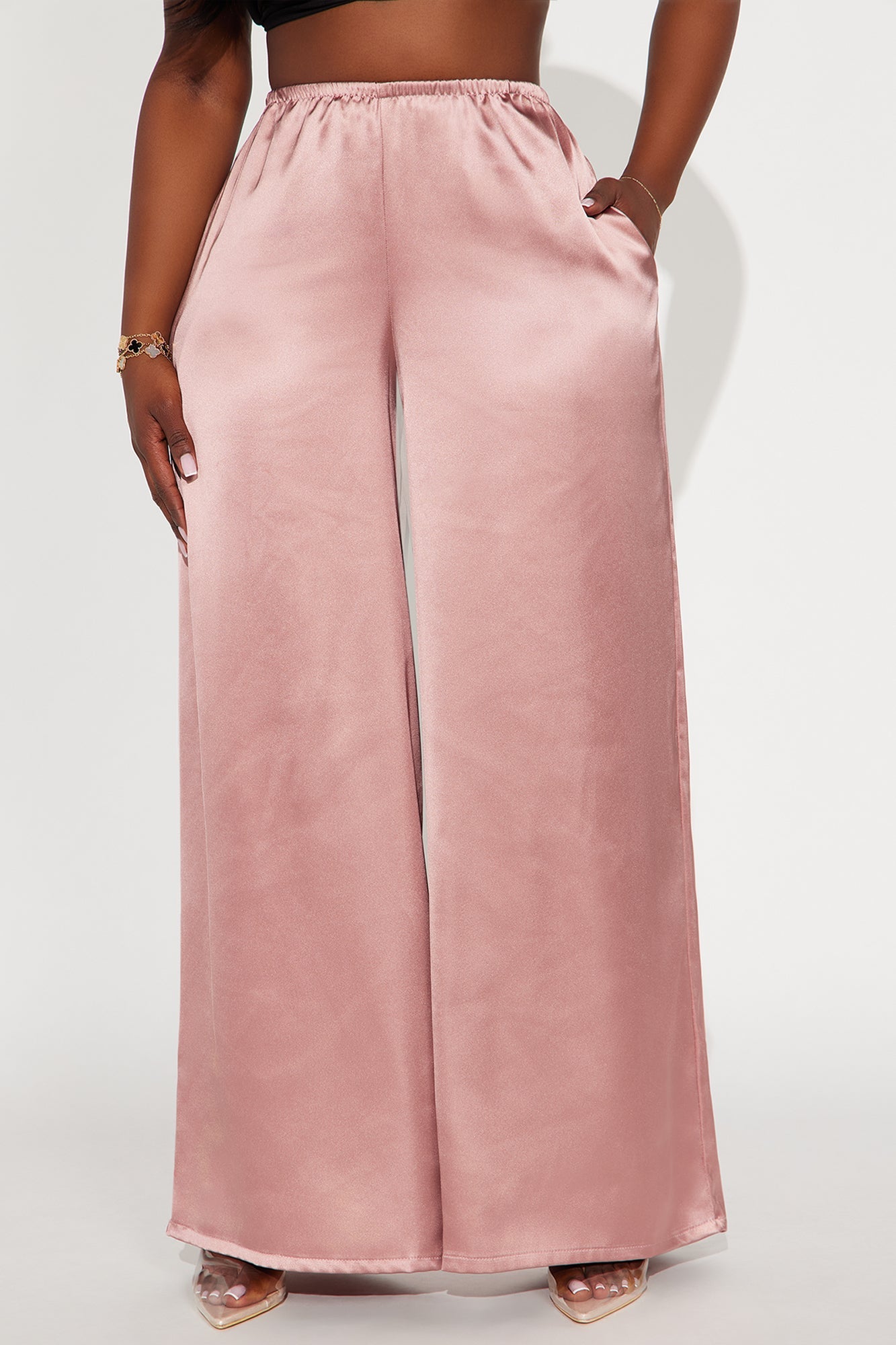 Shine On Satin Wide Leg Pant 32″ - Rose