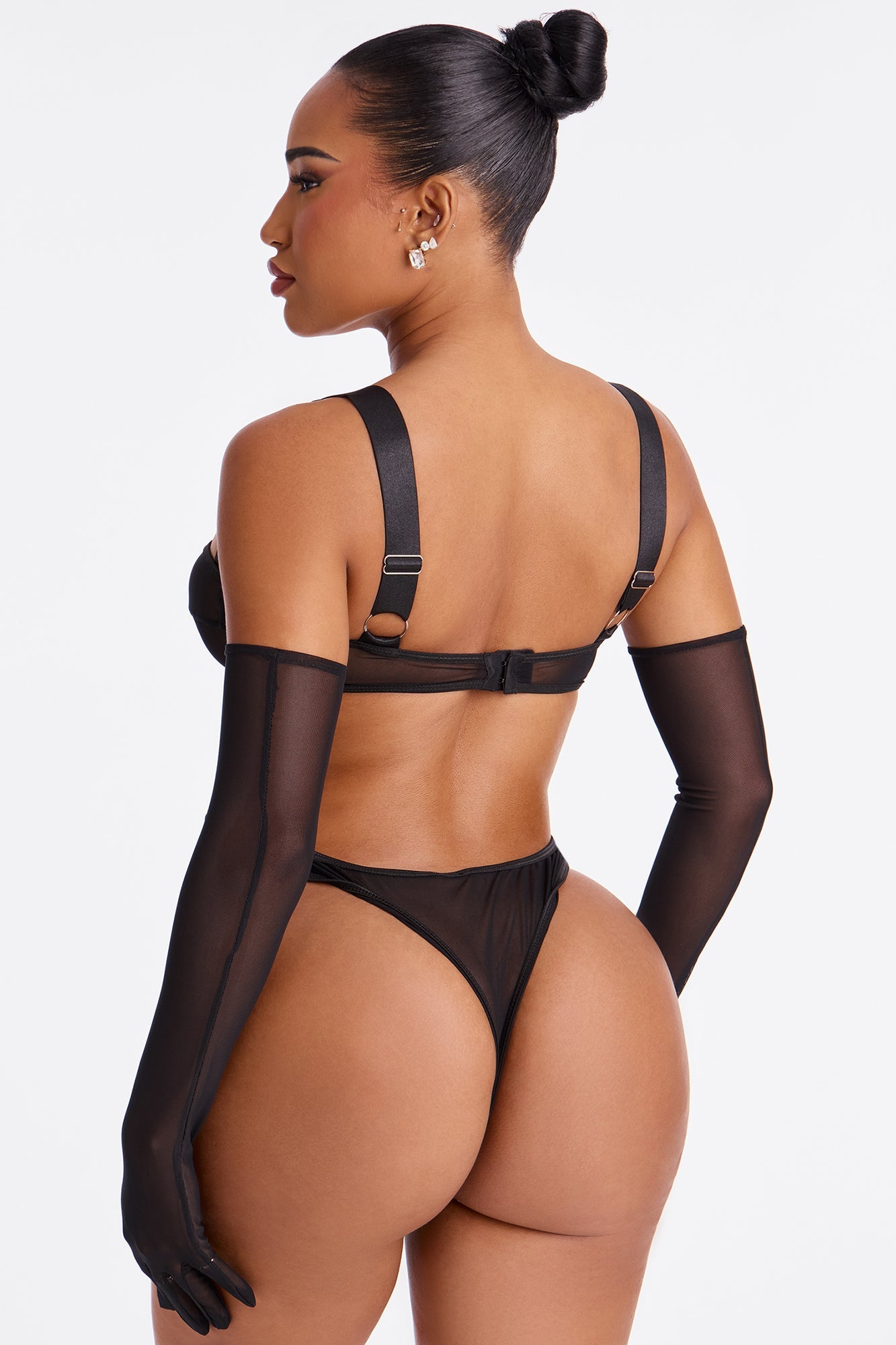 Evening Out Sheer Bra And Panty 3 Piece Set - Black