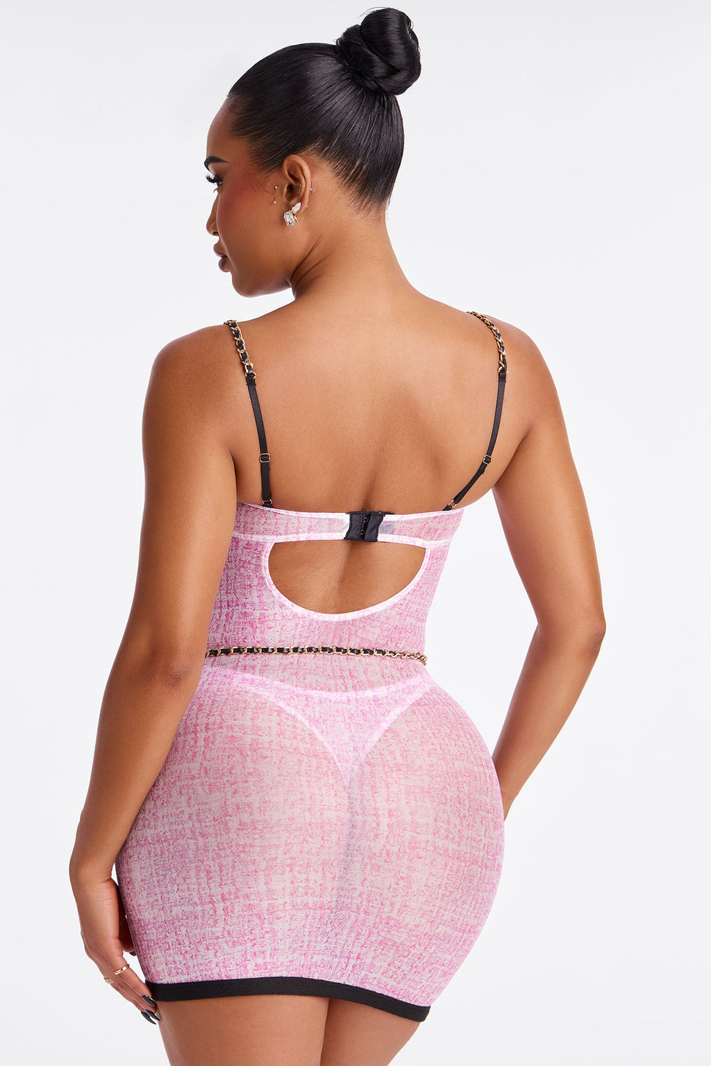 Cash It In Mesh Chemise Set - Mauve