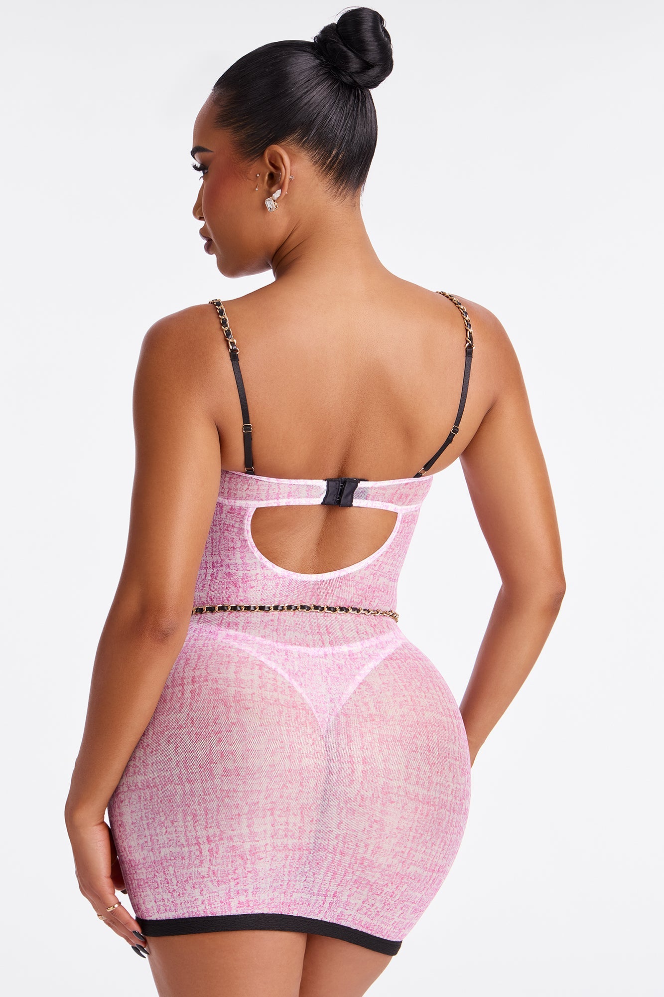 Cash It In Mesh Chemise Set - Mauve