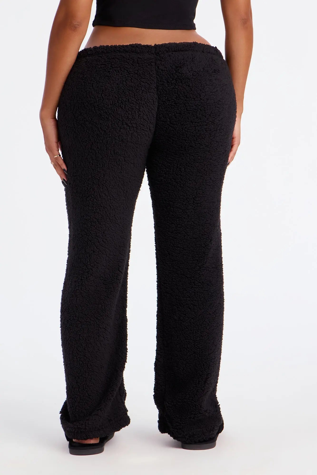 Big Flirt Embroidered Sherpa PJ Pants - Black 