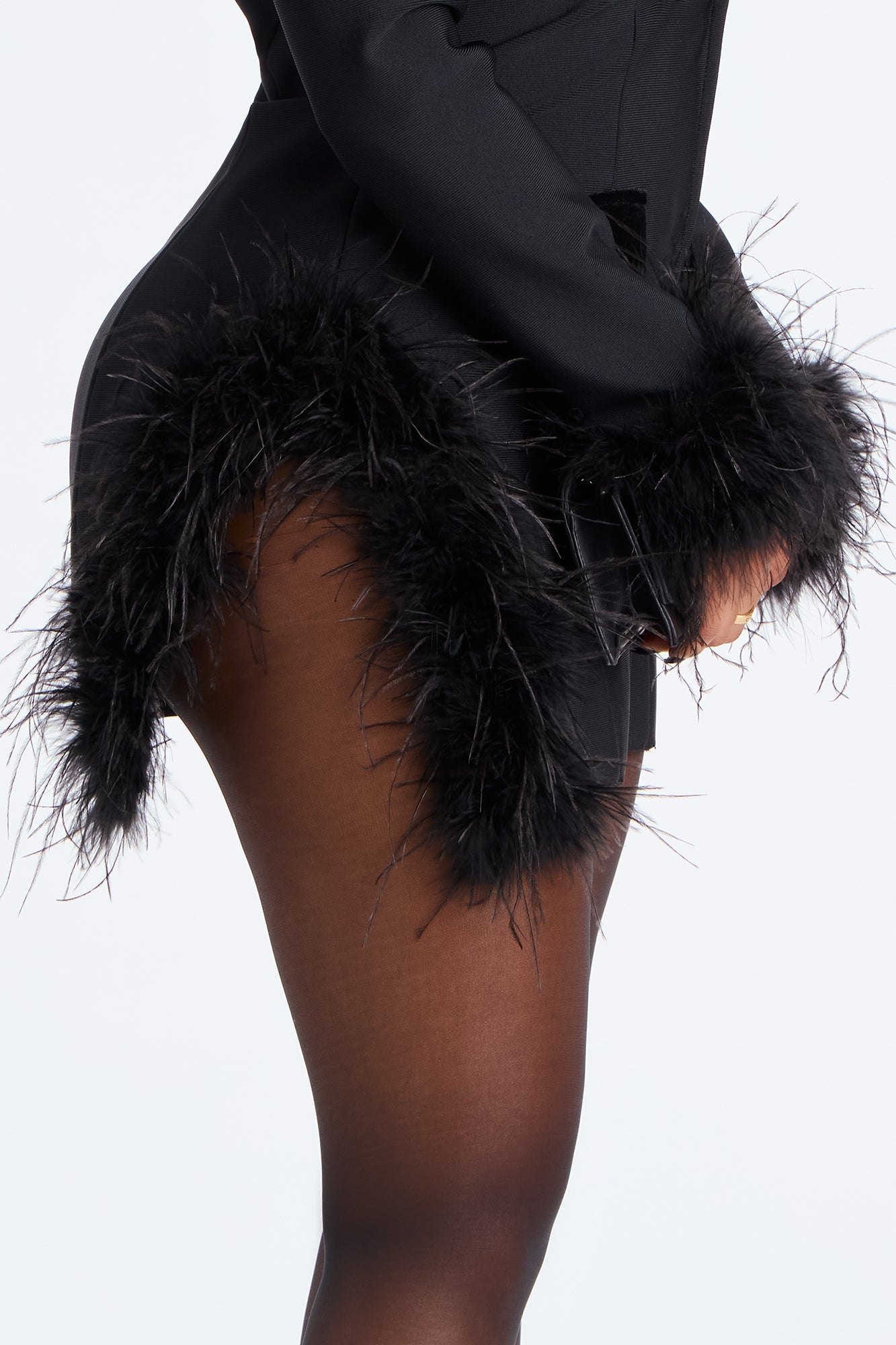 Kiera Feather Bandage Blazer Mini Dress - Black