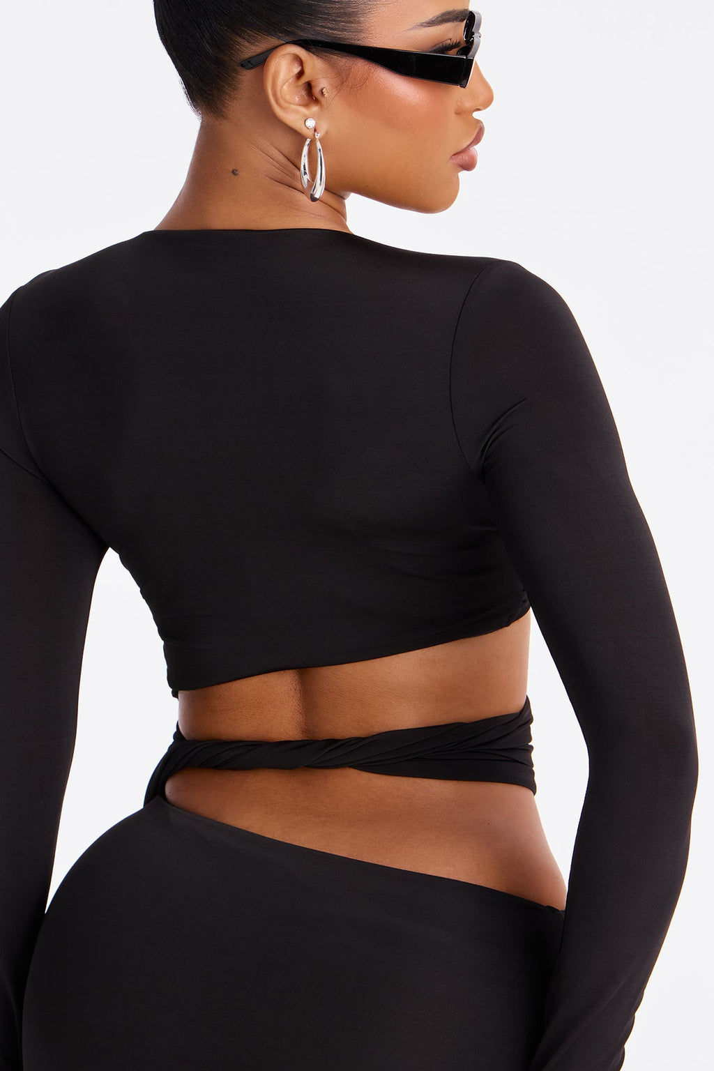 Pamela Cut Out Long Sleeve Maxi Dress - Black