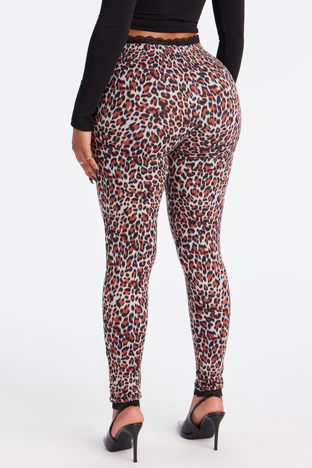 Florentina Lace Trim Legging - Burgundy/combo