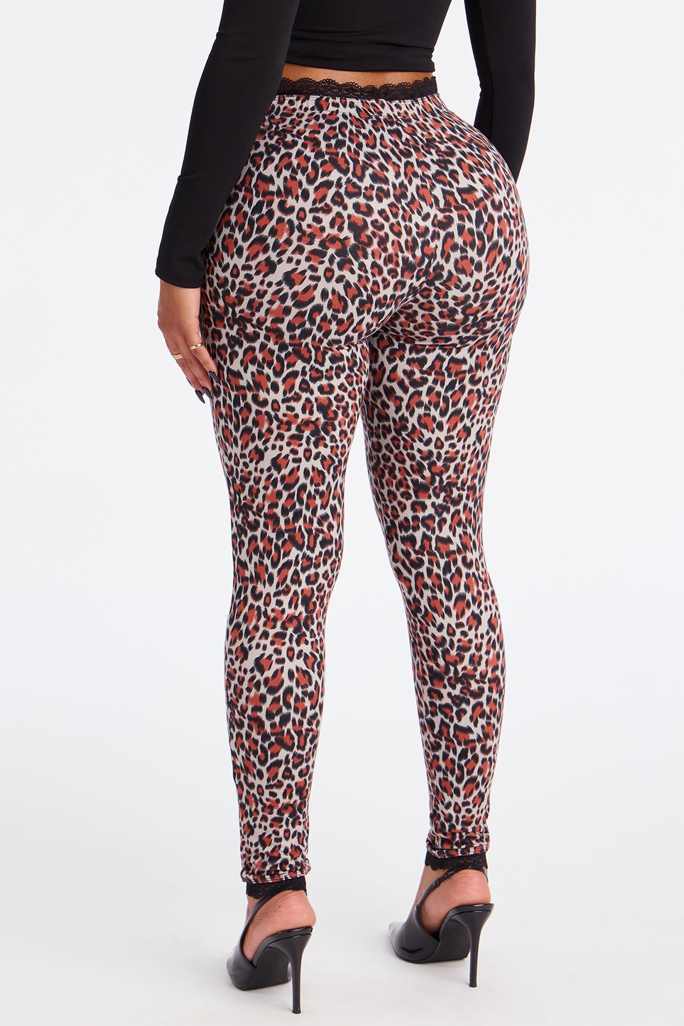 Florentina Lace Trim Legging - Burgundy/combo