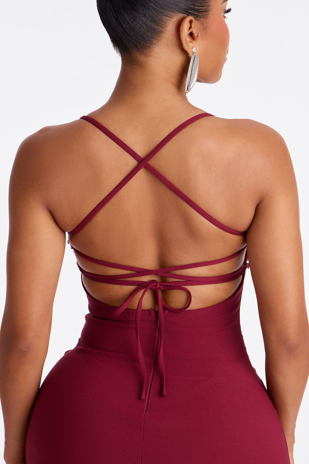 All Eyes On You Rhinestone Mini Dress - Burgundy