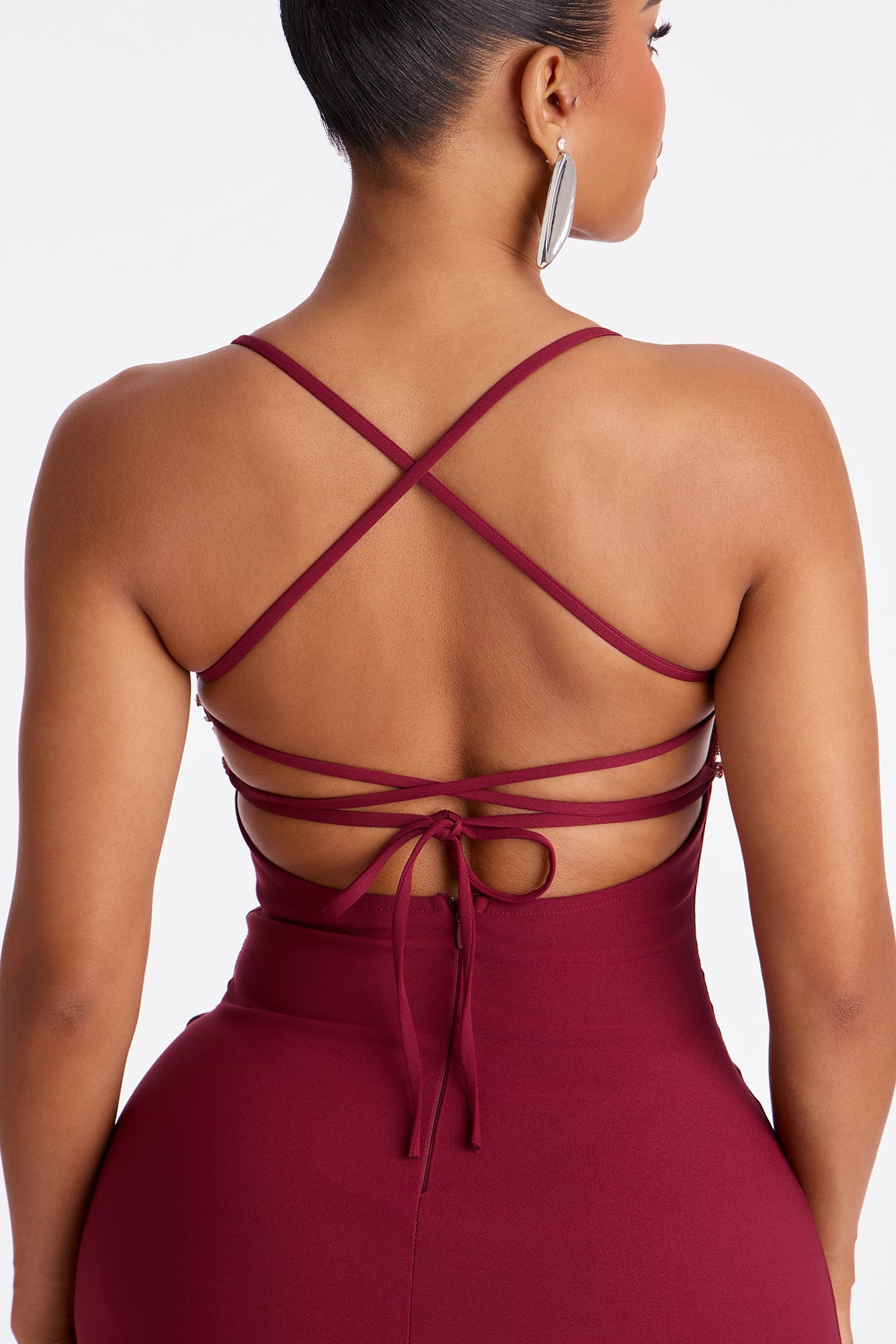 All Eyes On You Rhinestone Mini Dress - Burgundy