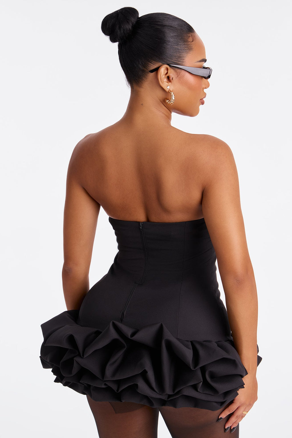 Cierra Strapless Bubble Mini Dress - Black