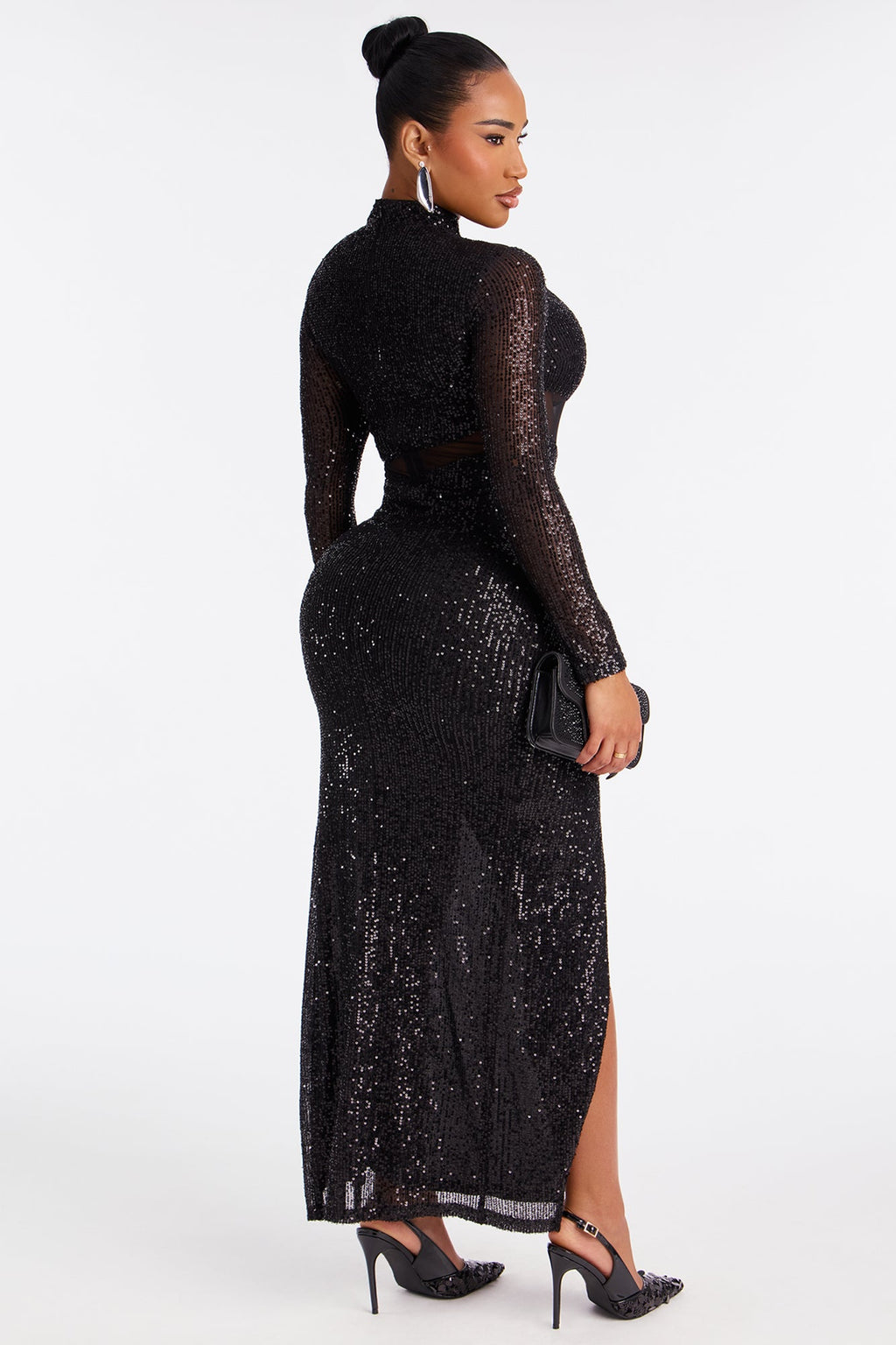 Having A Moment Sequin Maxi Dress - Black