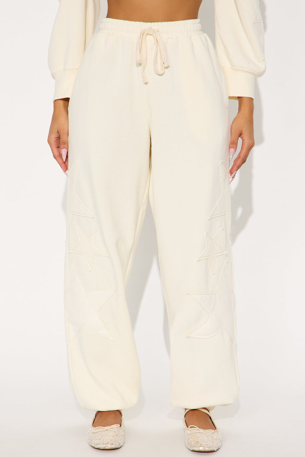 Born To Be A Star Fleece Jogger - Cream