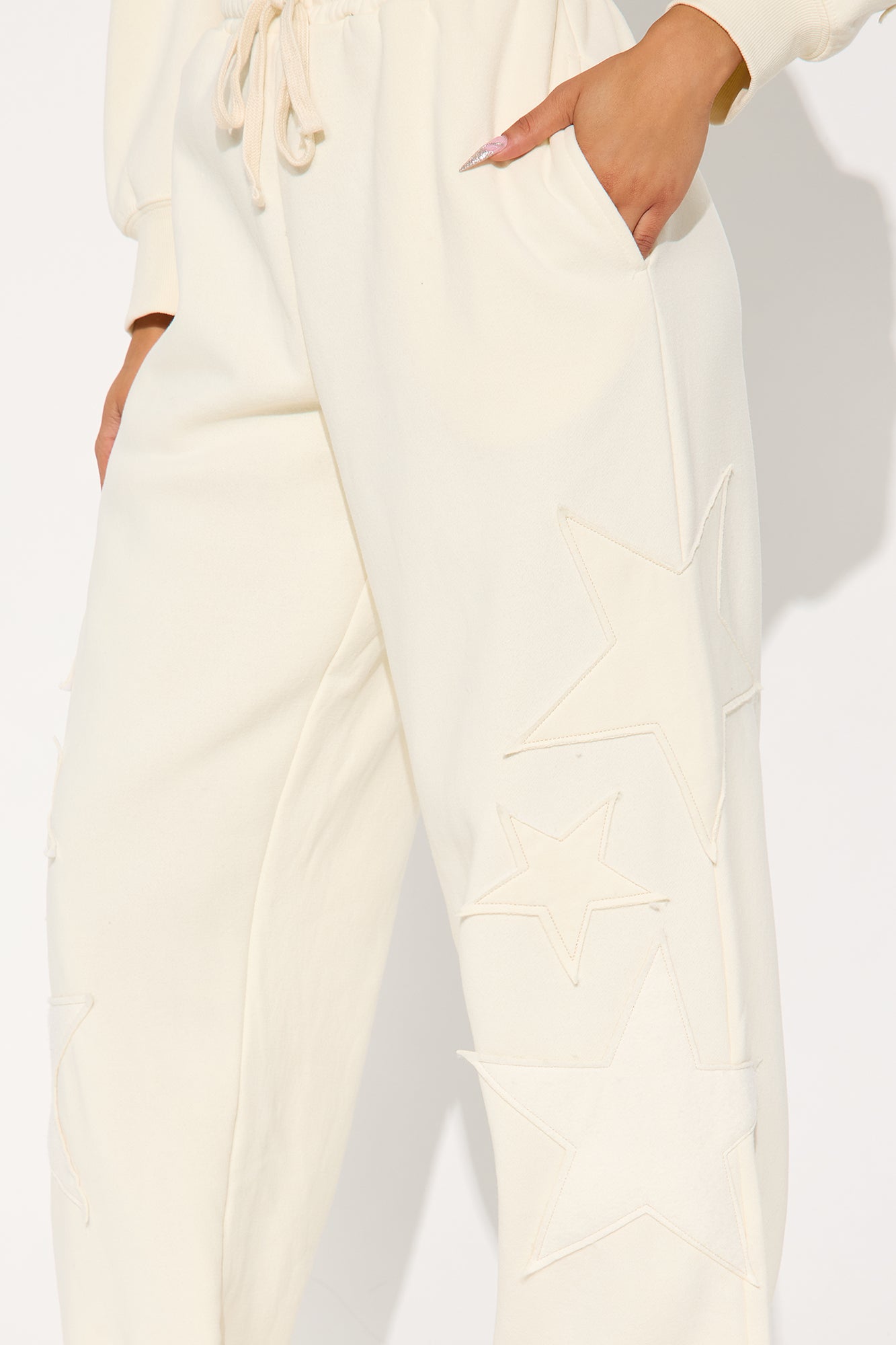 Born To Be A Star Fleece Jogger - Cream