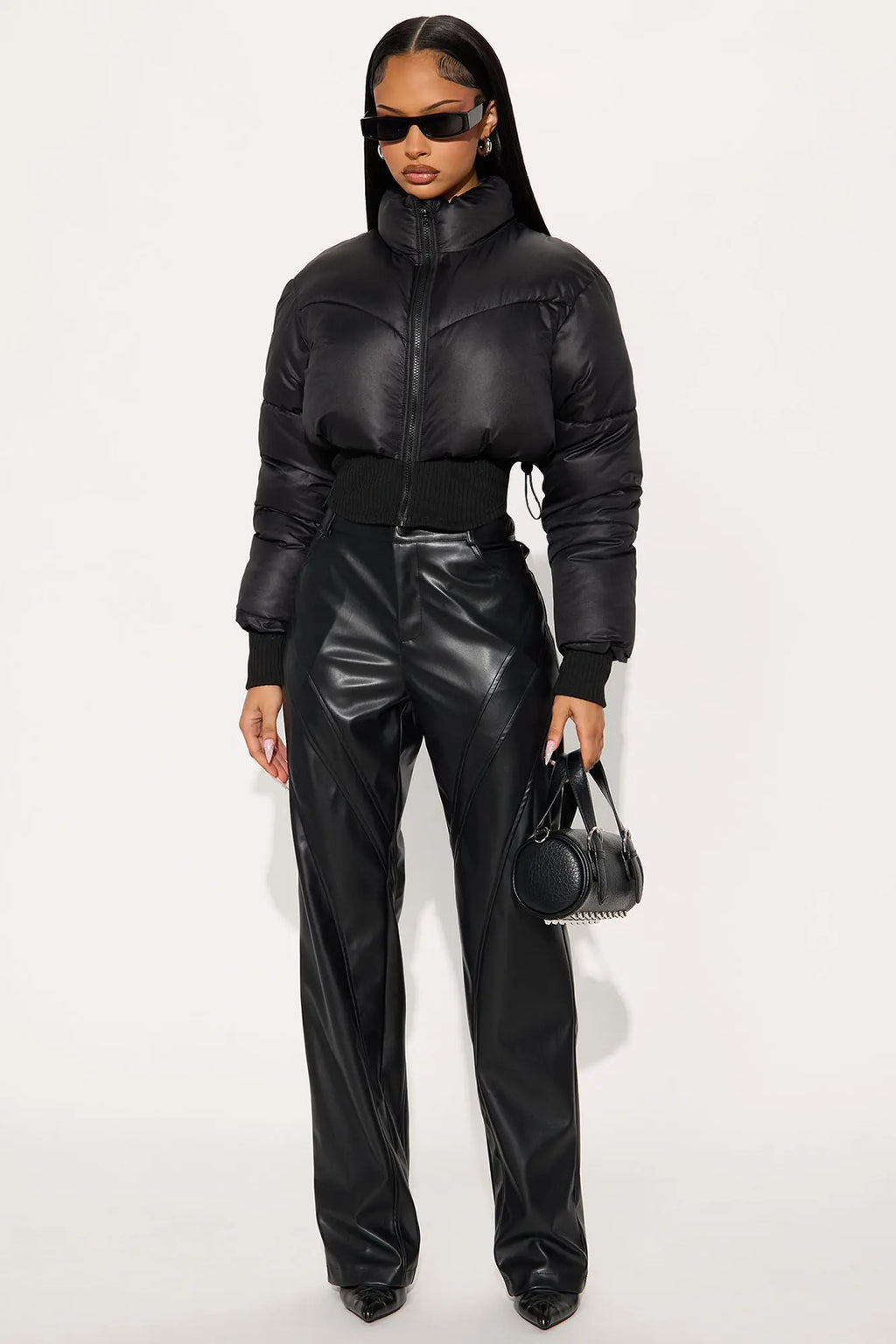 Rowan Cropped Puffer Jacket - Black 