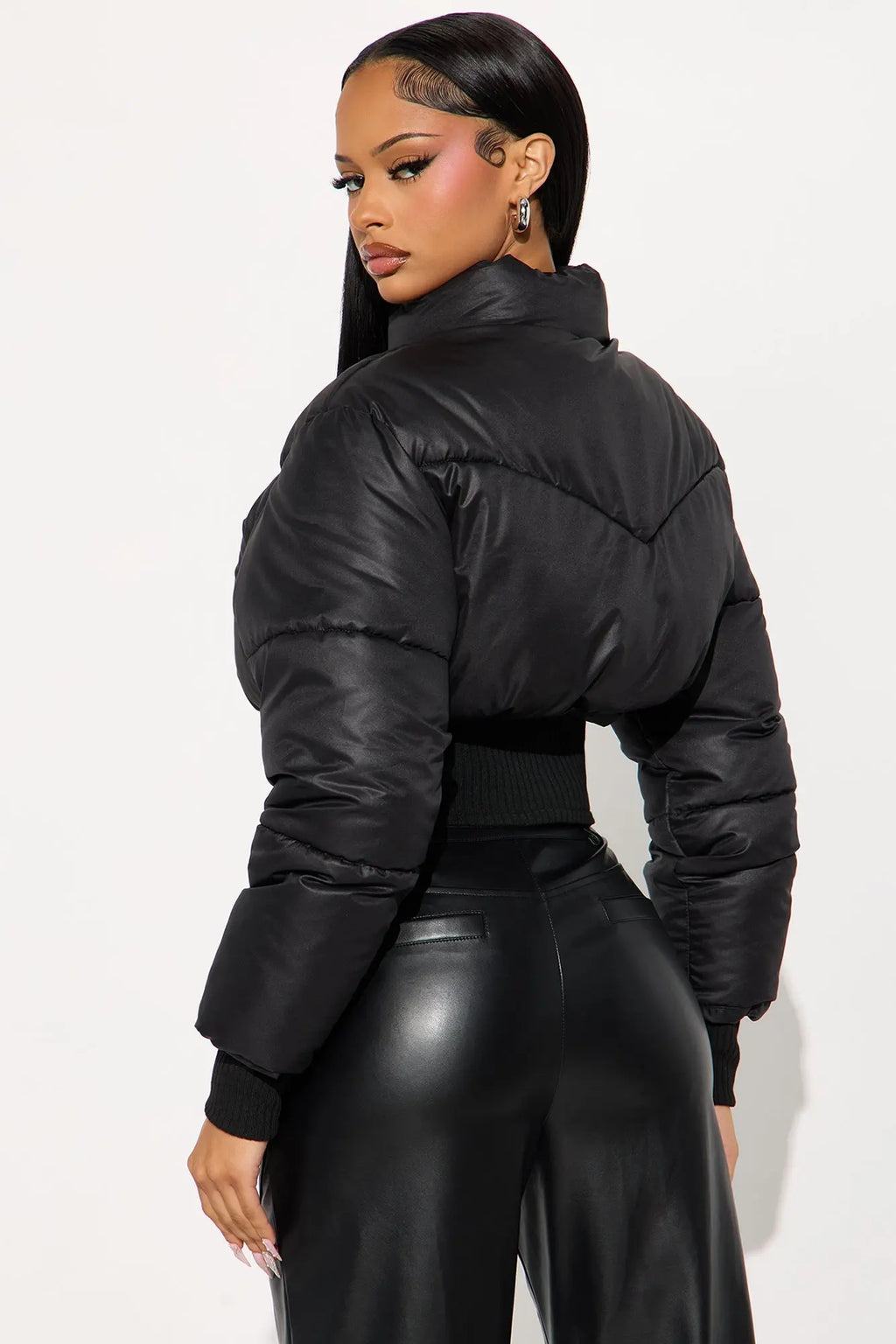 Rowan Cropped Puffer Jacket - Black 