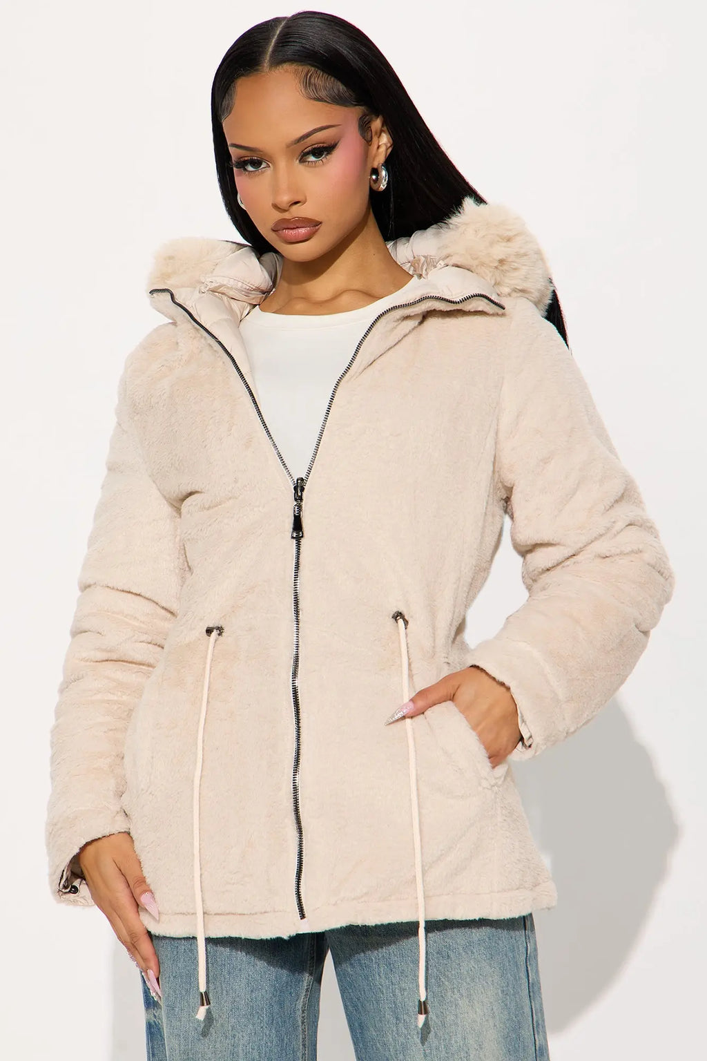 Fireplace Cozy Reversible Puffer Jacket - Sand 