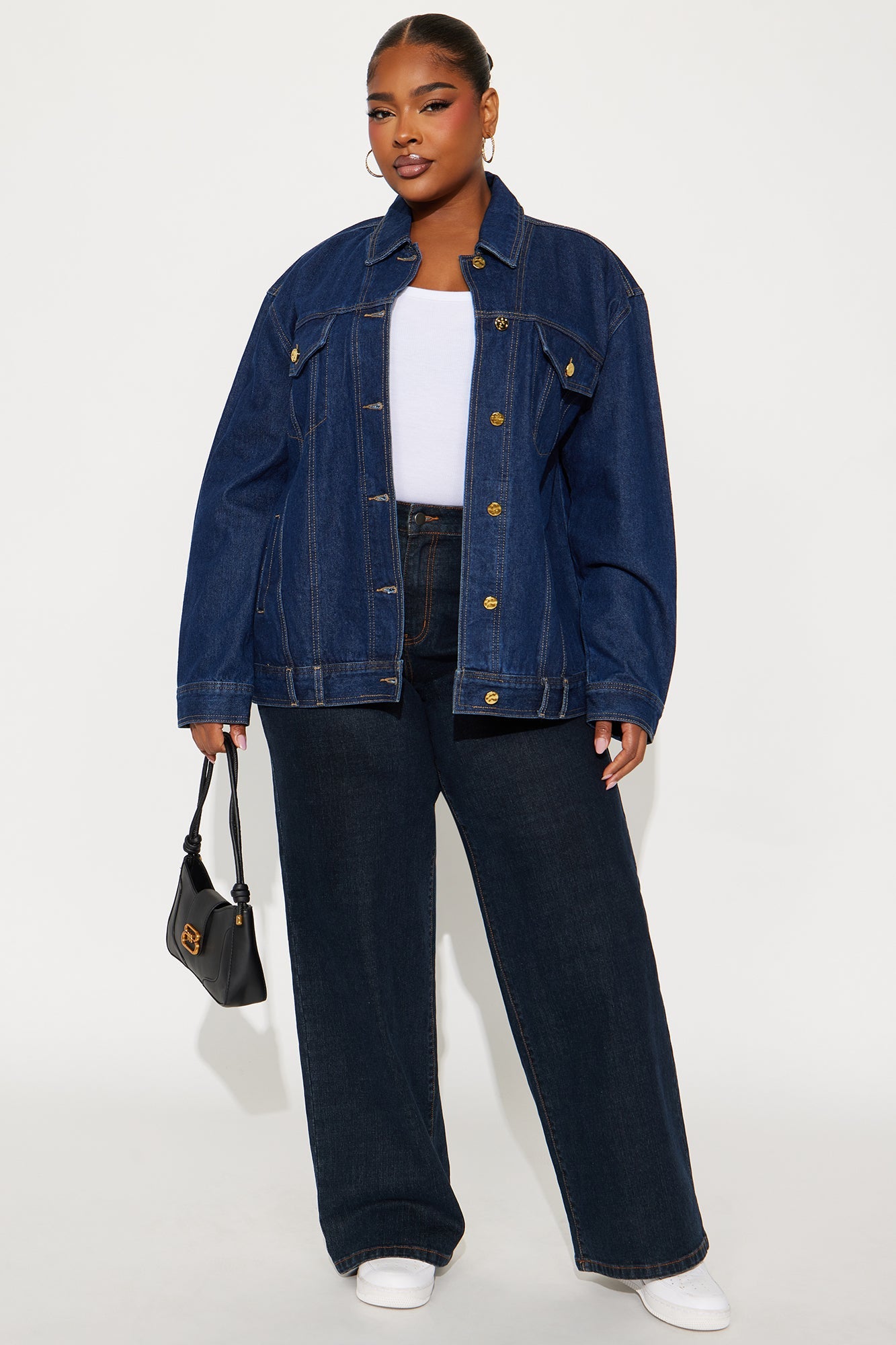 Basic Boyfriend Trucker Denim Jacket - Dark Wash