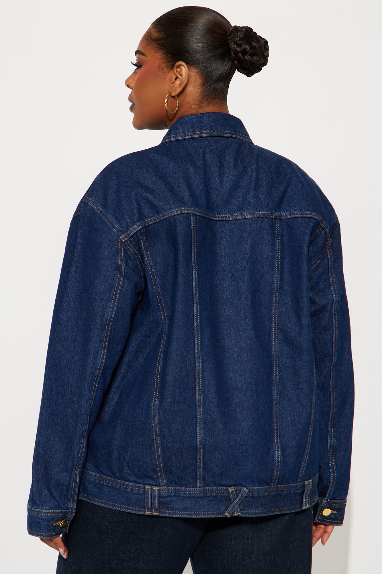 Basic Boyfriend Trucker Denim Jacket - Dark Wash