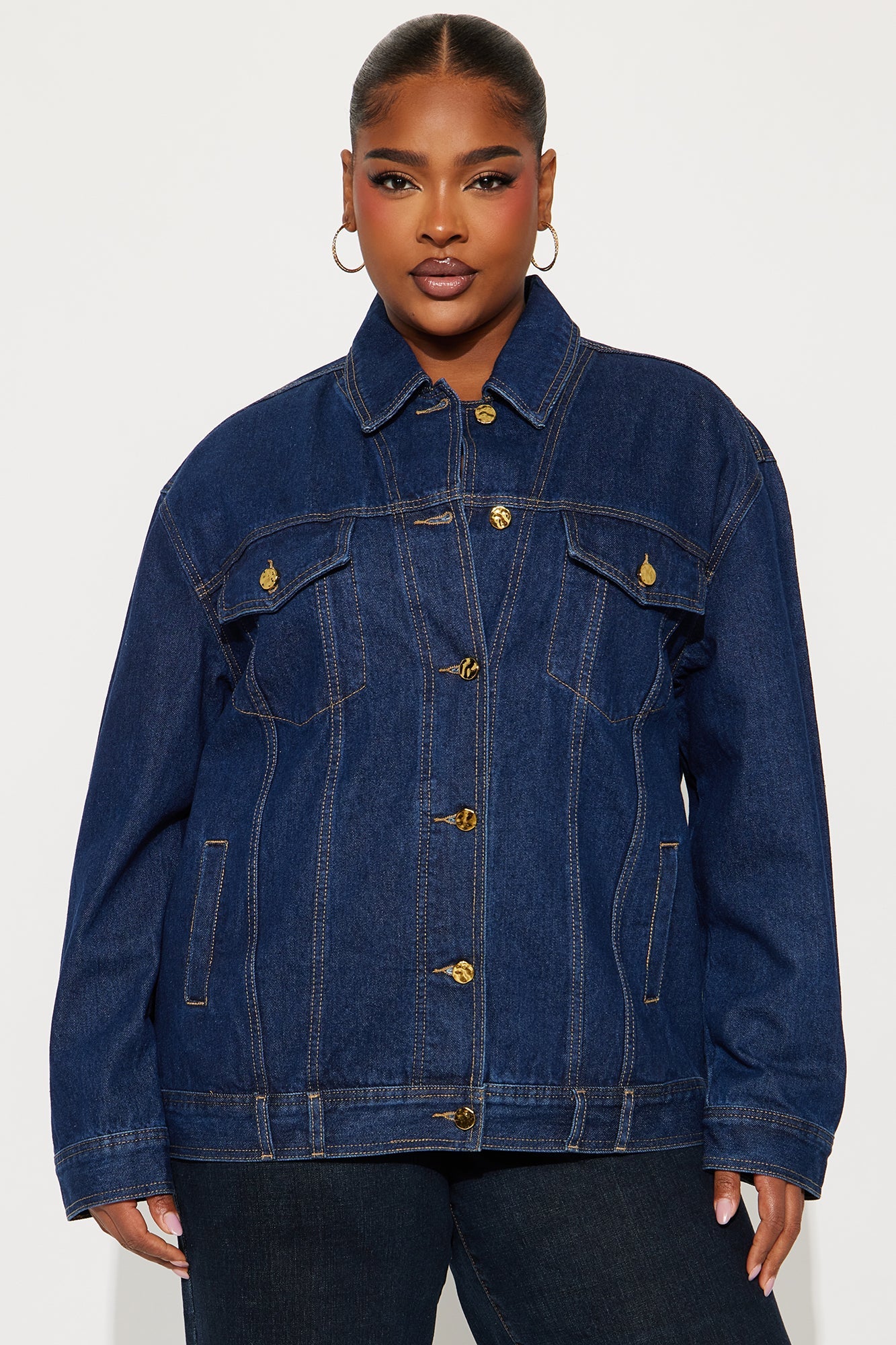 Basic Boyfriend Trucker Denim Jacket - Dark Wash
